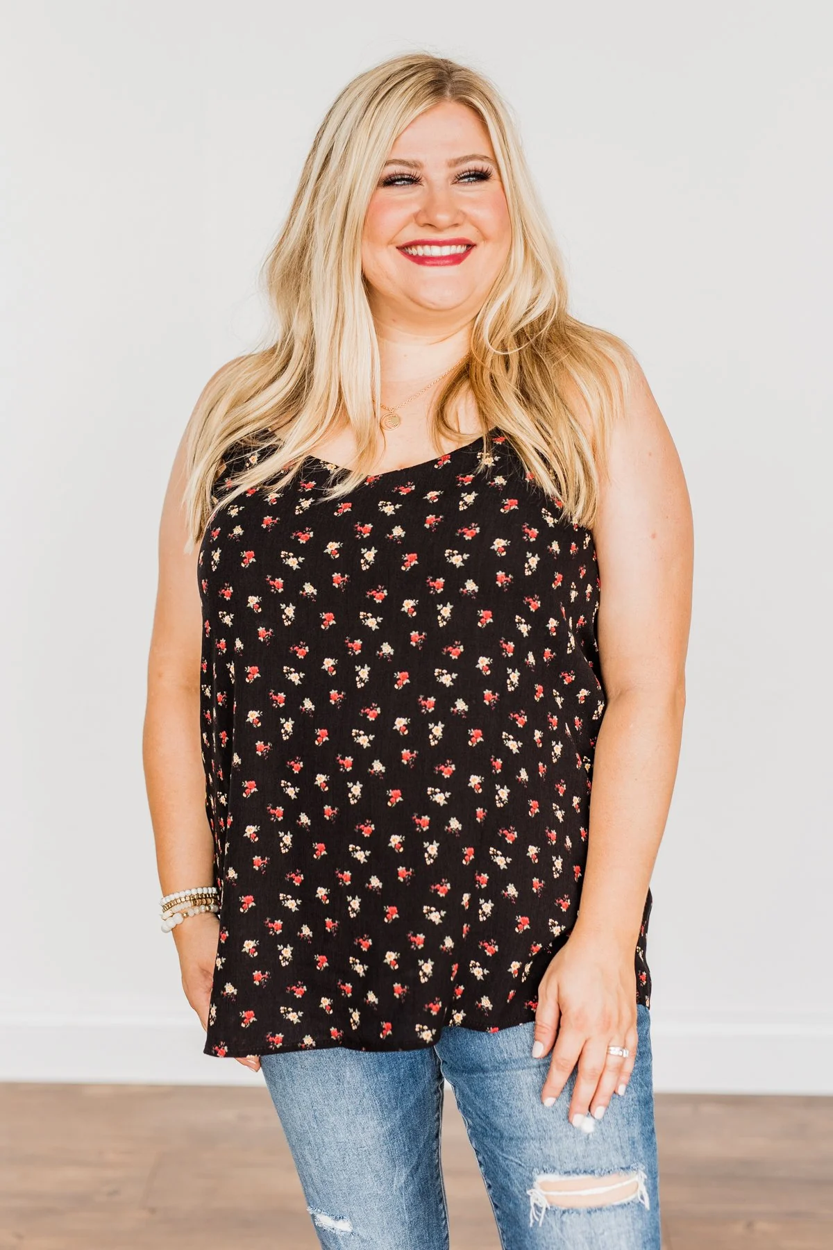 Fascinating In Floral Tank Top- Black - Image 5