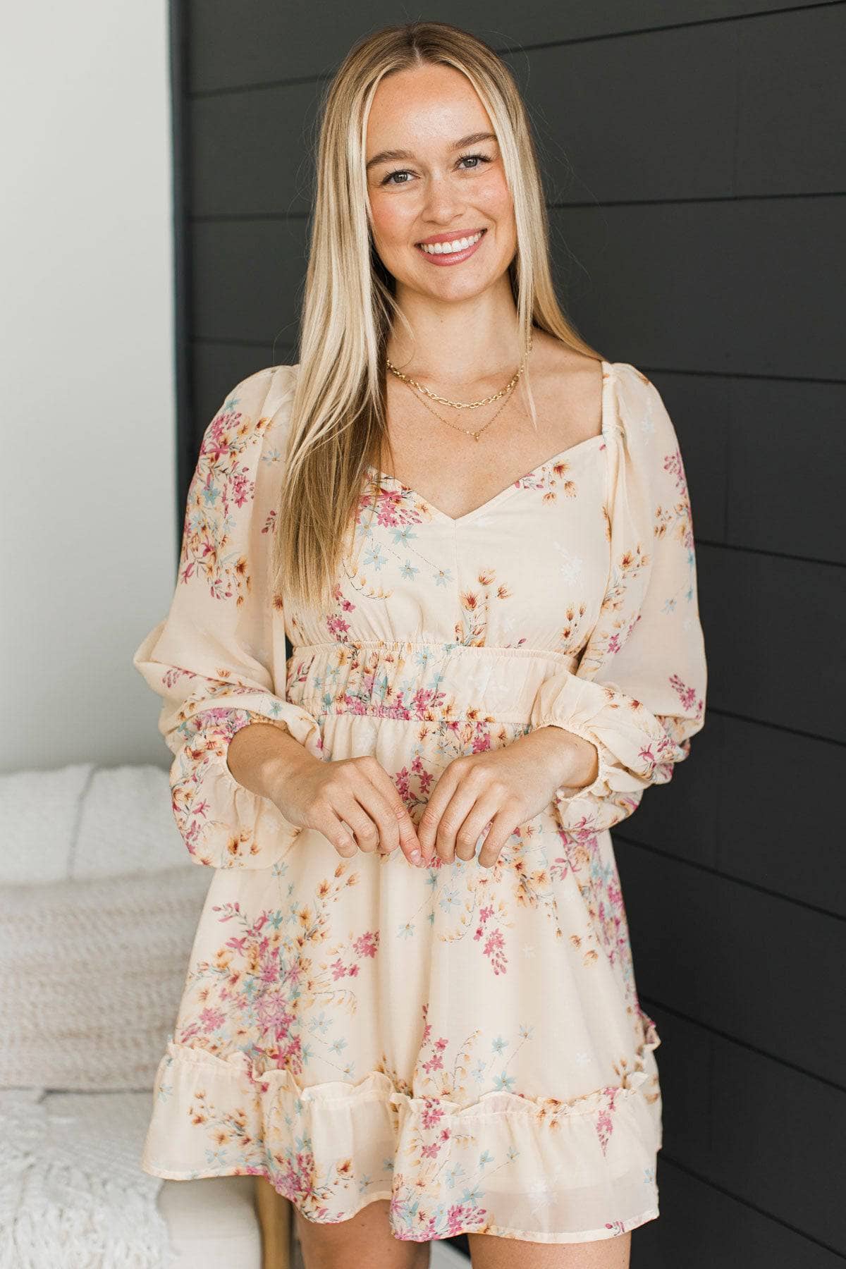 Fashionable As Always Floral Dress- Nude - Image 2