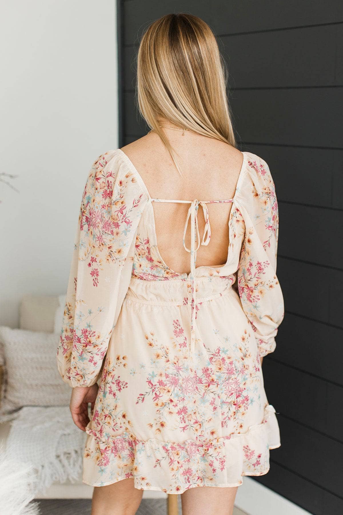 Fashionable As Always Floral Dress- Nude - Image 4