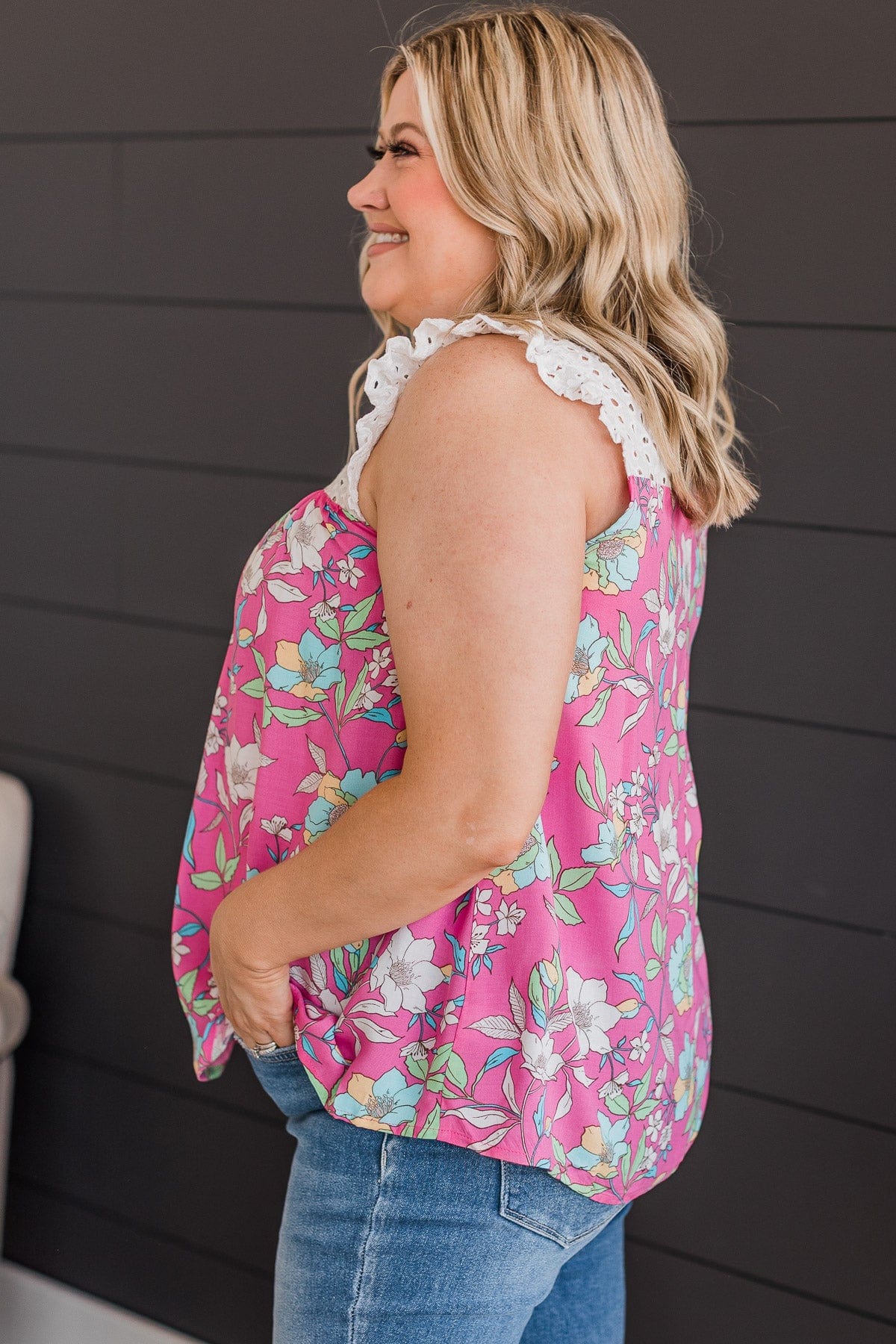 Fashionable In Floral Top- Ivory & Pink - Image 5