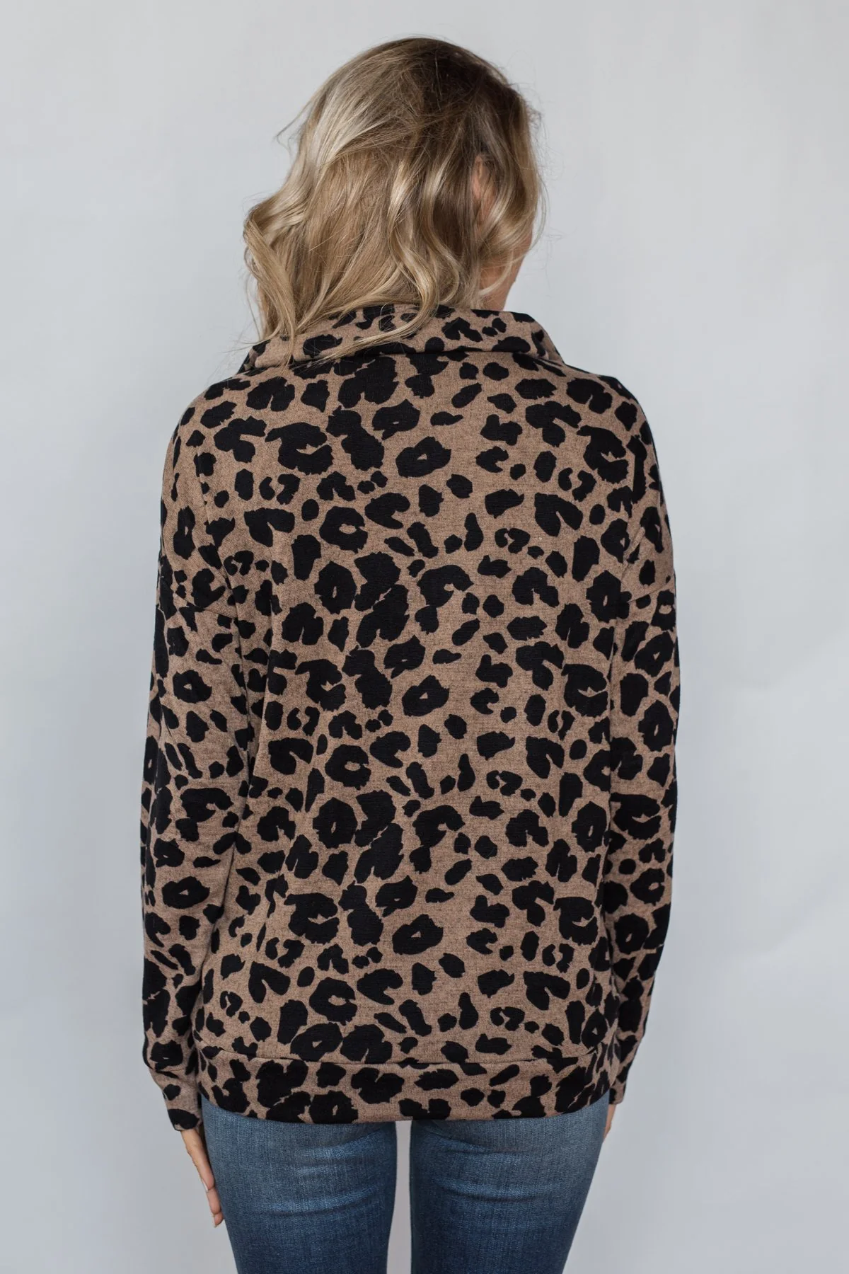 Fast-Paced Leopard Quarter Zip Top- Mocha - Image 7