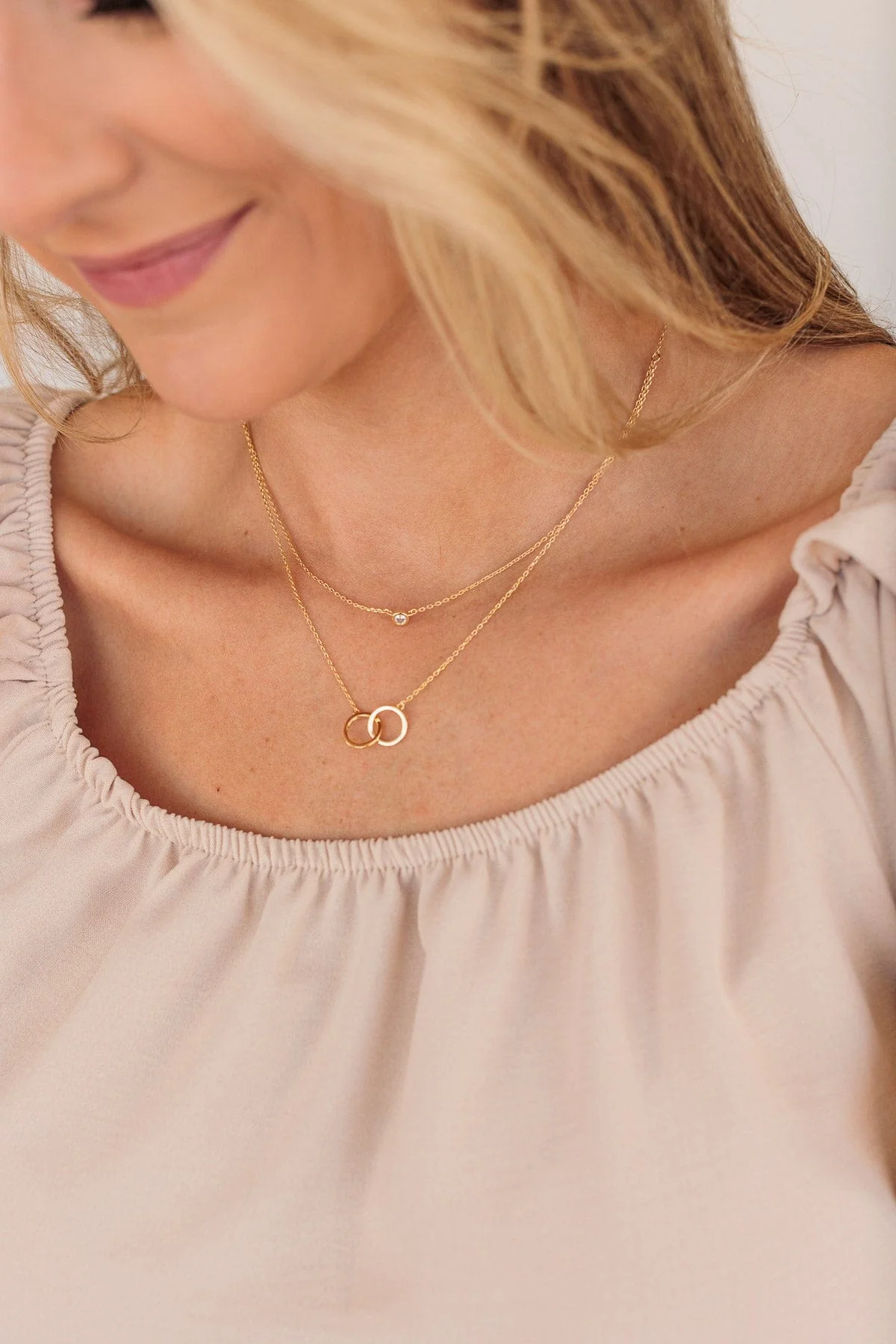 Our Fates Linked Together 2-Tier Necklace- Gold - Image 2