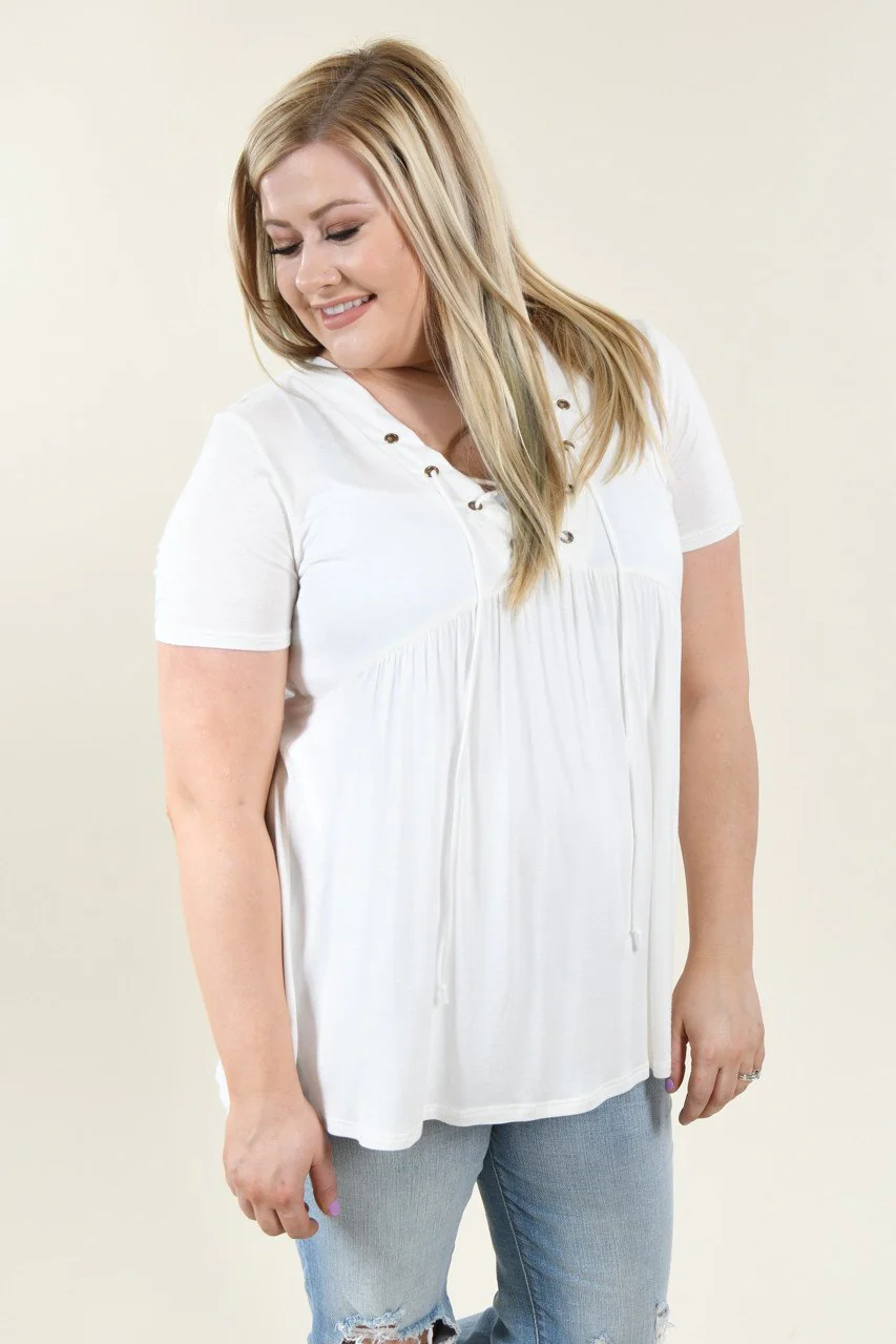 Favorite Lace Up Top ~ Solid Ivory - Image 10