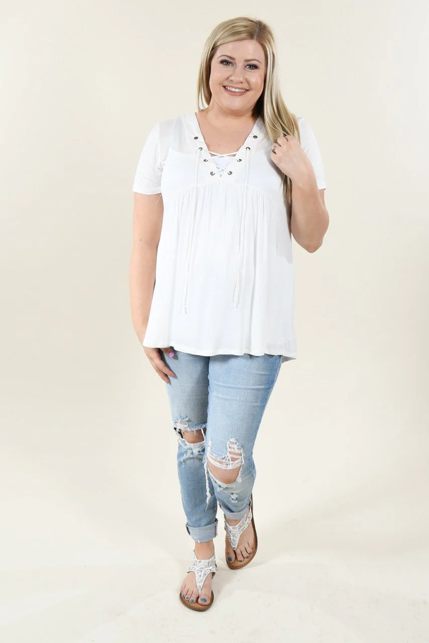Favorite Lace Up Top ~ Solid Ivory - Image 8