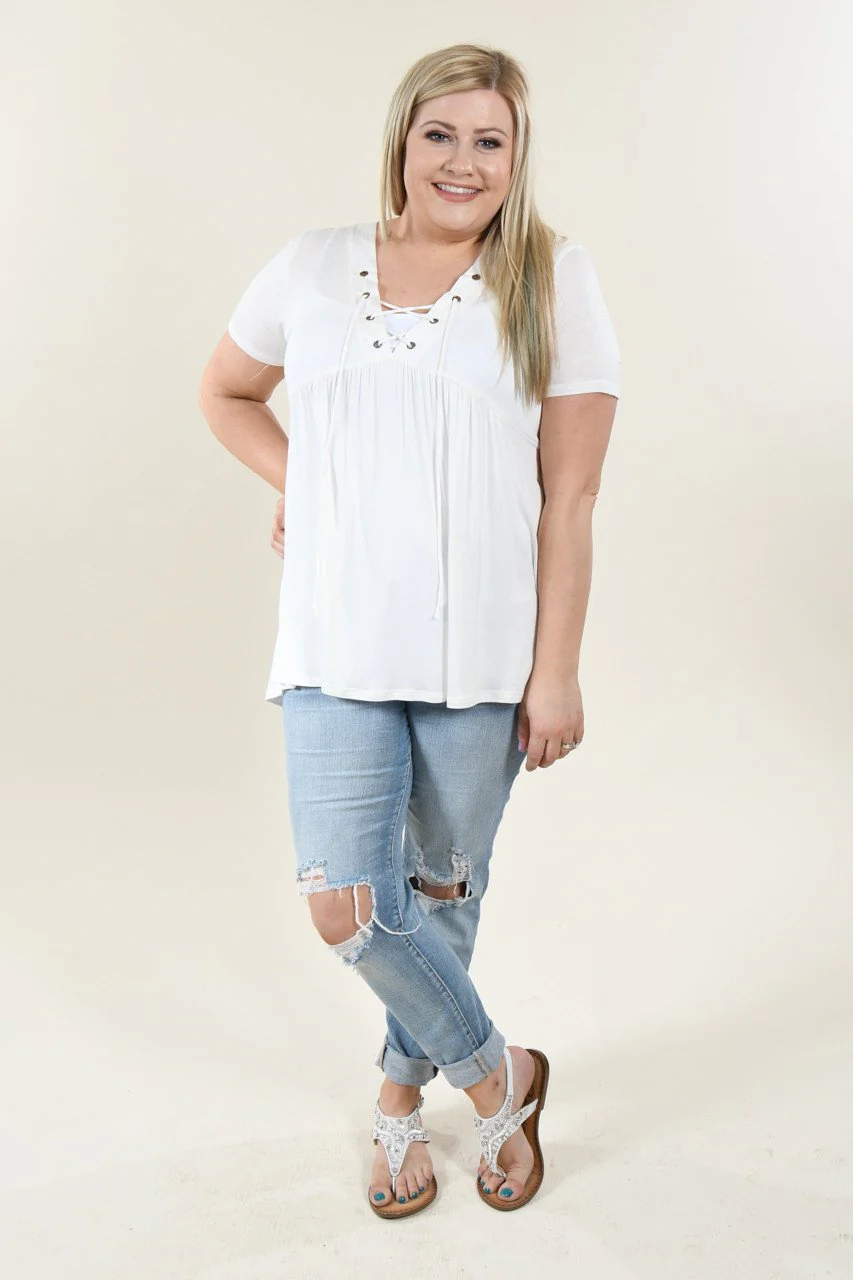 Favorite Lace Up Top ~ Solid Ivory - Image 9