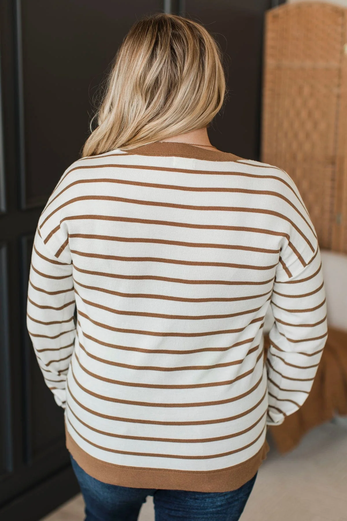 Favorite Moments Striped Sweater- White & Taupe - Image 5