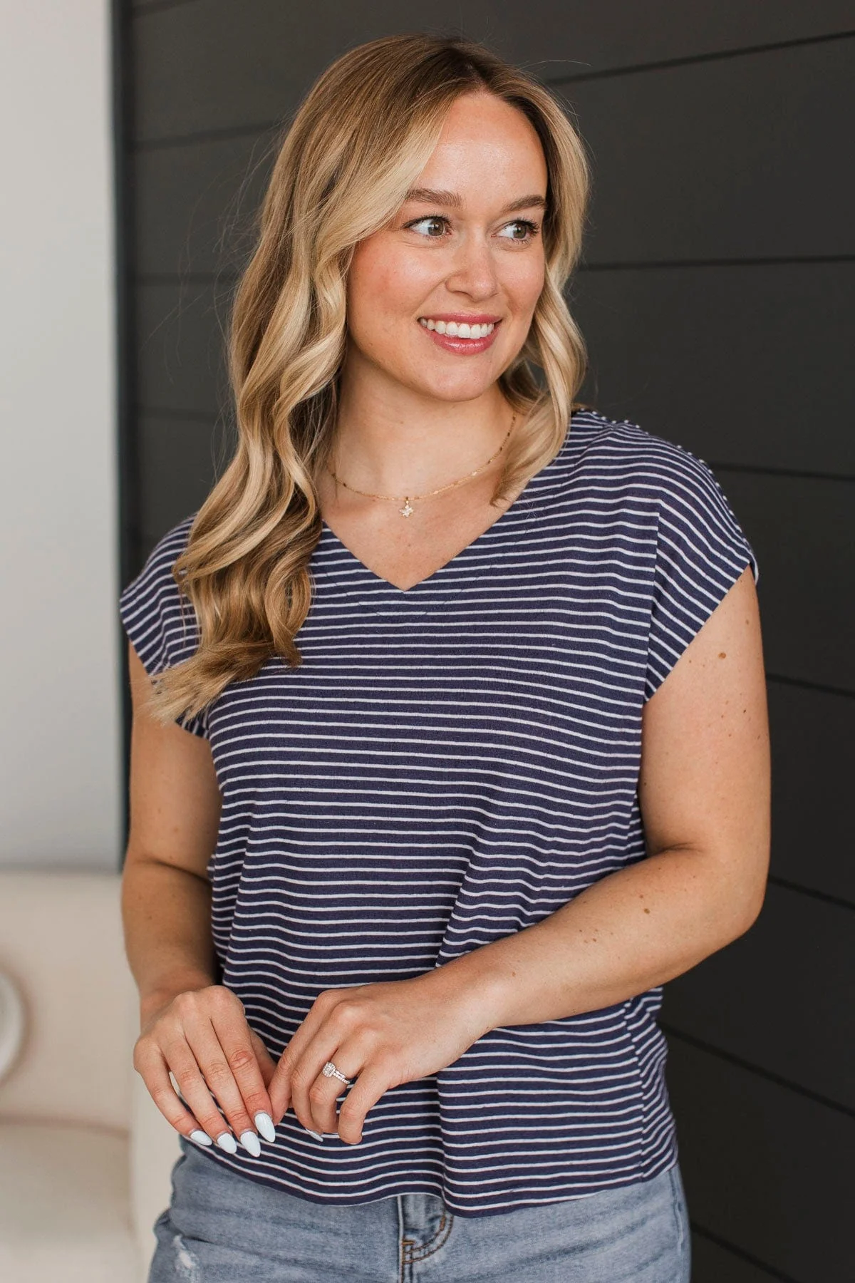 Favorite Occasion Striped Top- Navy - Image 2