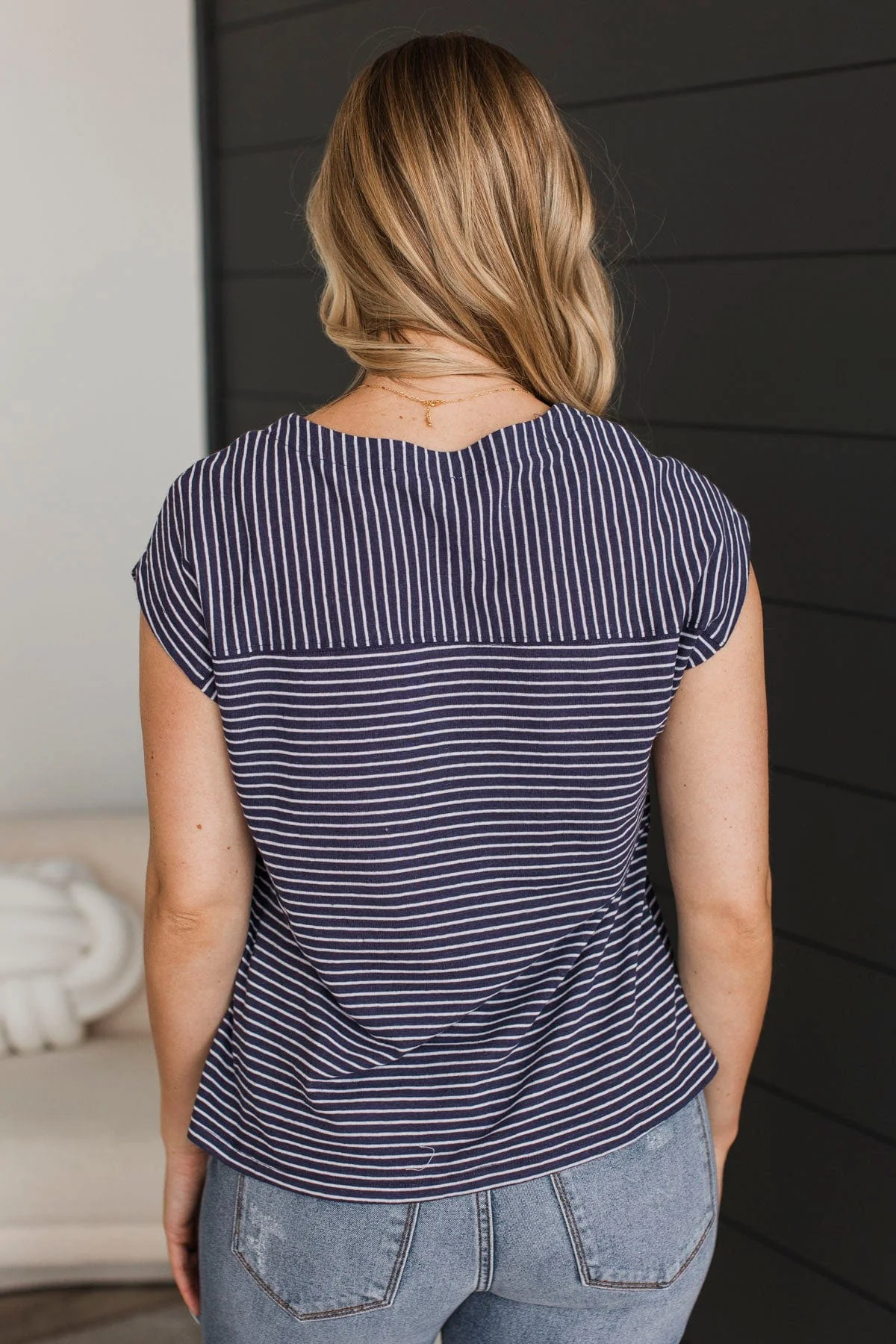 Favorite Occasion Striped Top- Navy - Image 8