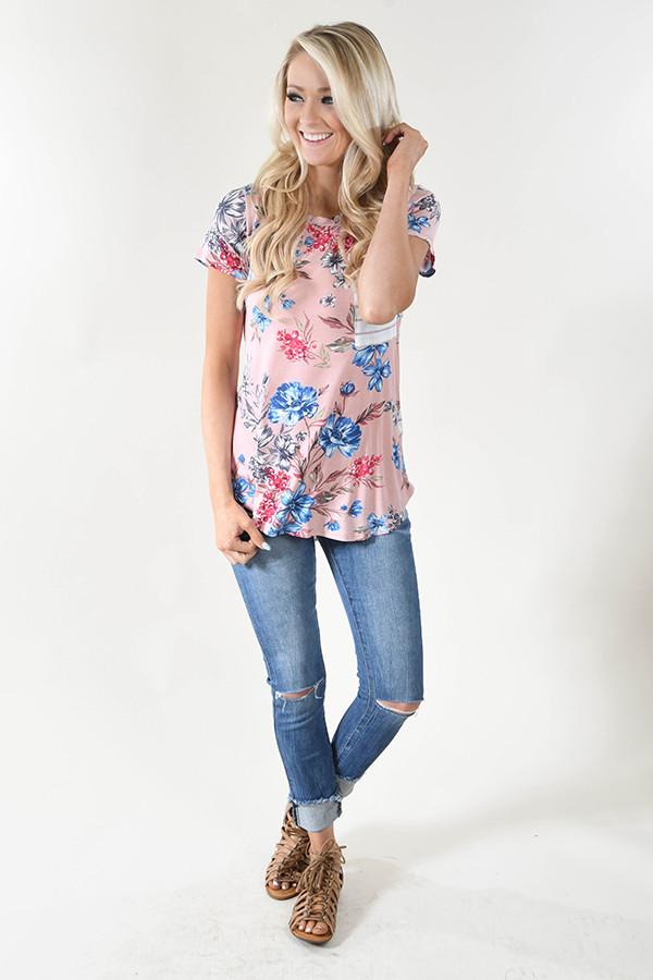 Favorite Pocket Top ~ Pink Floral - Image 2