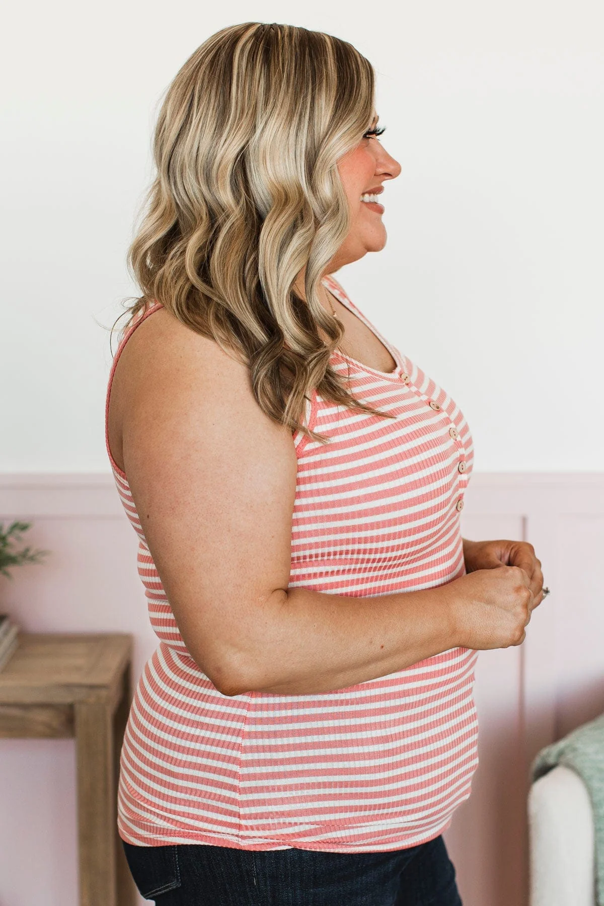Favorite Tune Striped Tank Top- Coral - Image 4