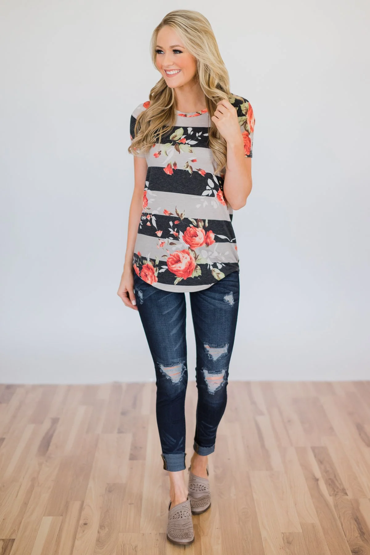 Favorite Type of Floral Striped Top - Image 3