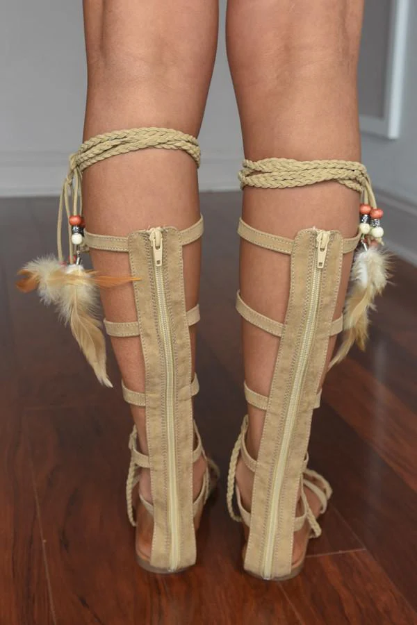 Feathered Gladiator Sandals - Image 3