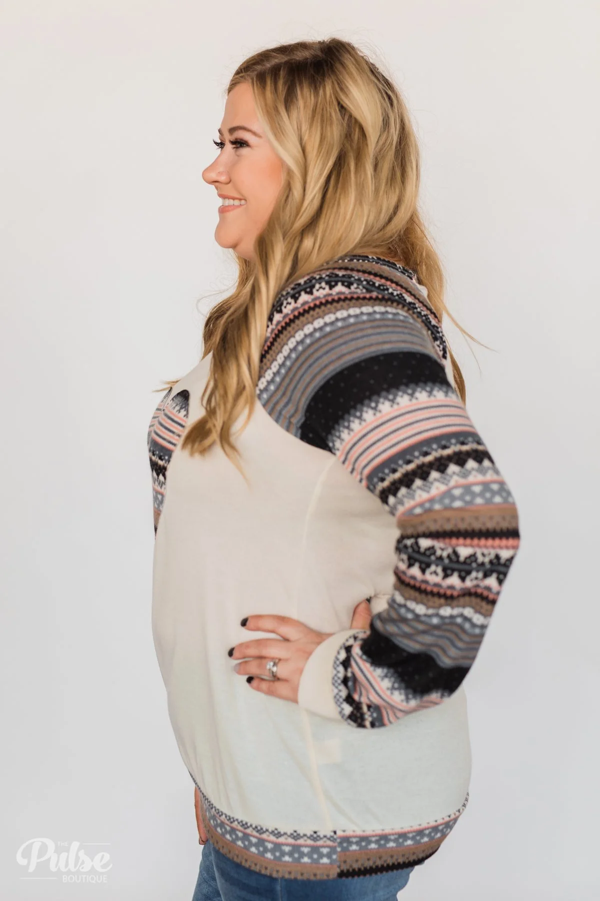Feel Alive Printed Heart Top - Cream & Peach - Image 10