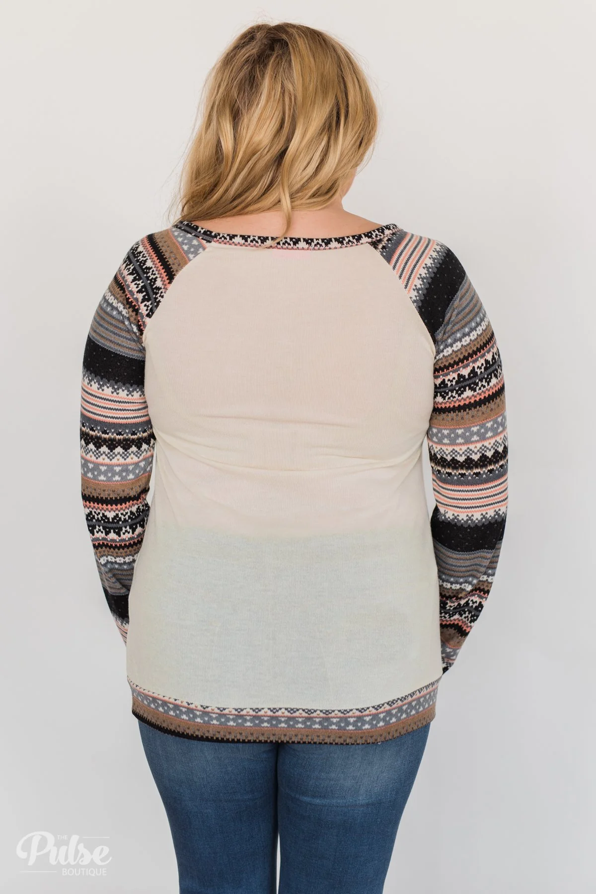 Feel Alive Printed Heart Top - Cream & Peach - Image 11