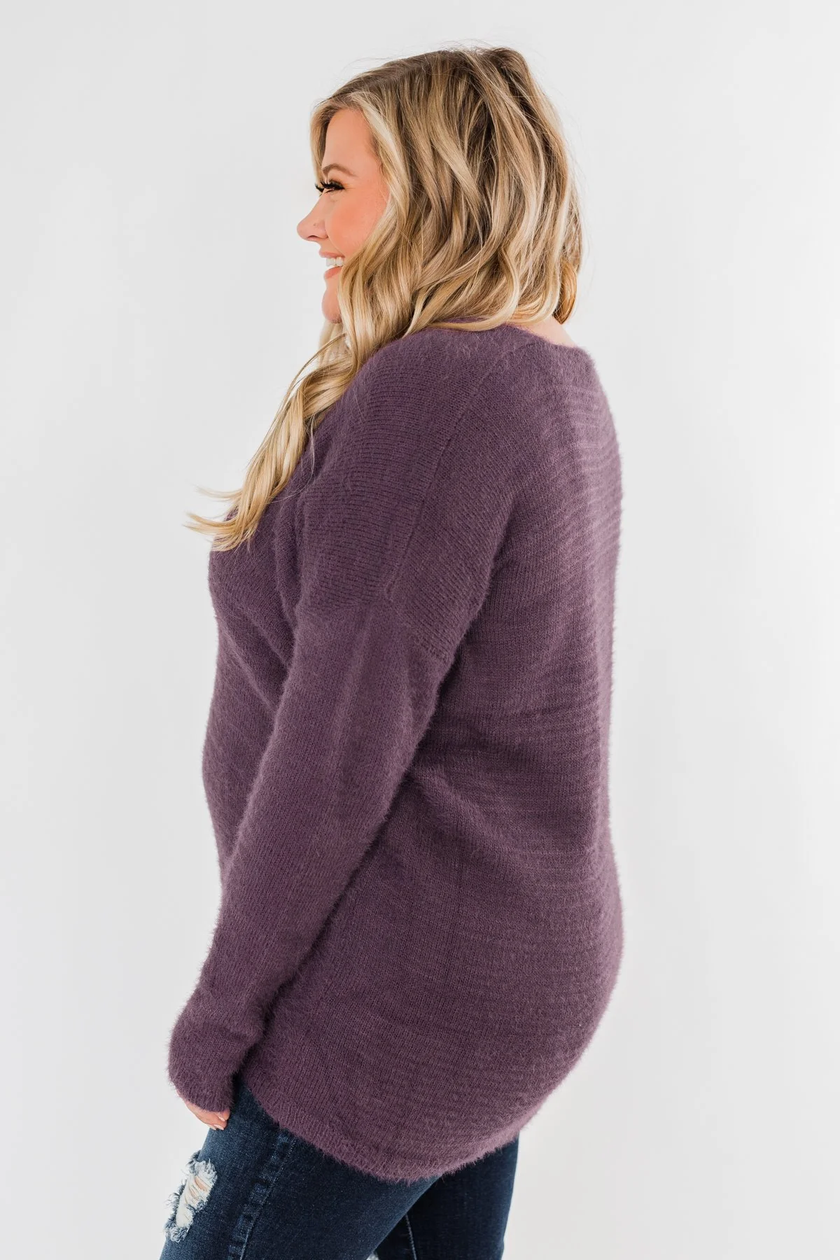 Feel The Magic Long Sleeve Sweater- Dark Purple - Image 10