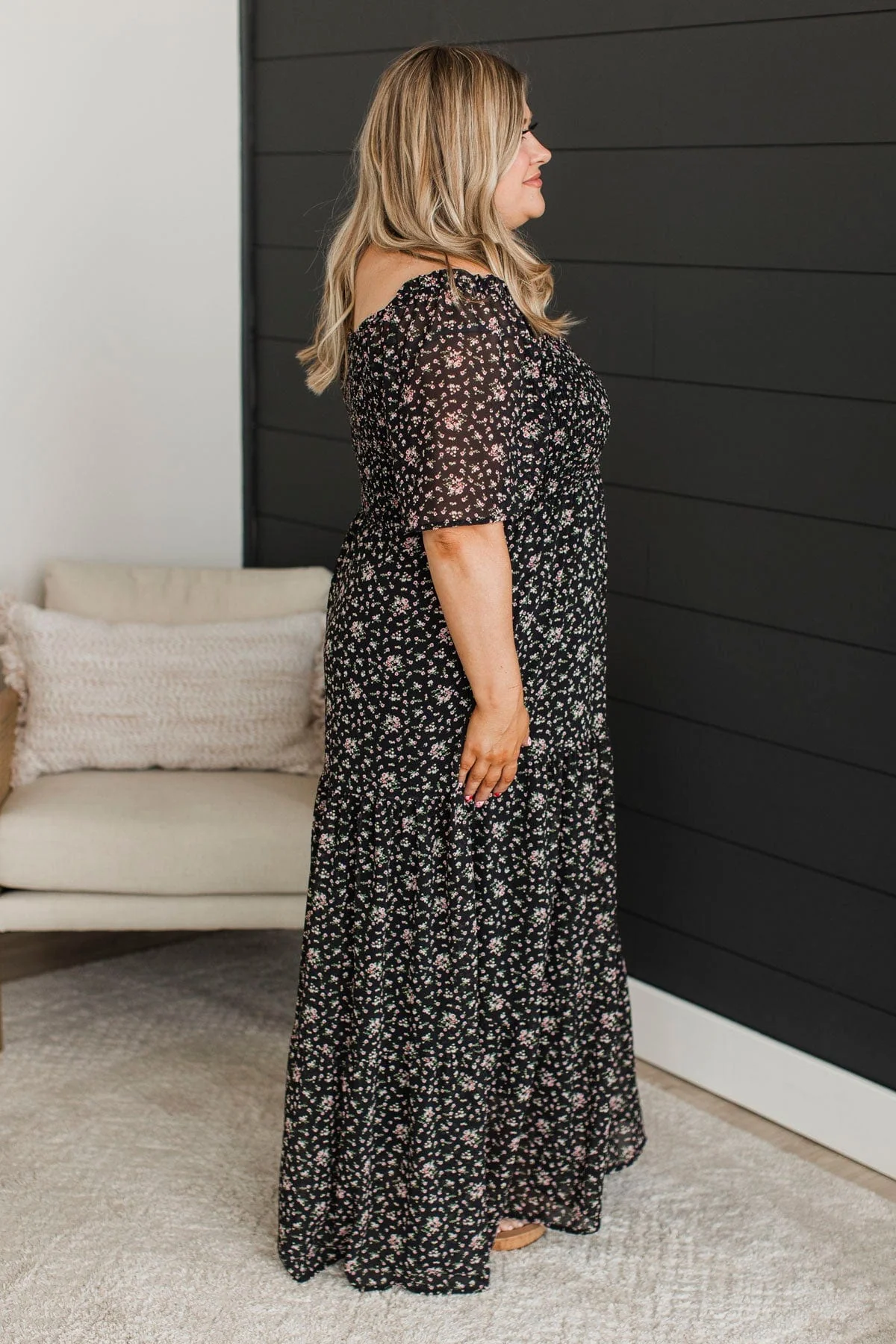 Feel The Music Floral Maxi Dress- Black - Image 4