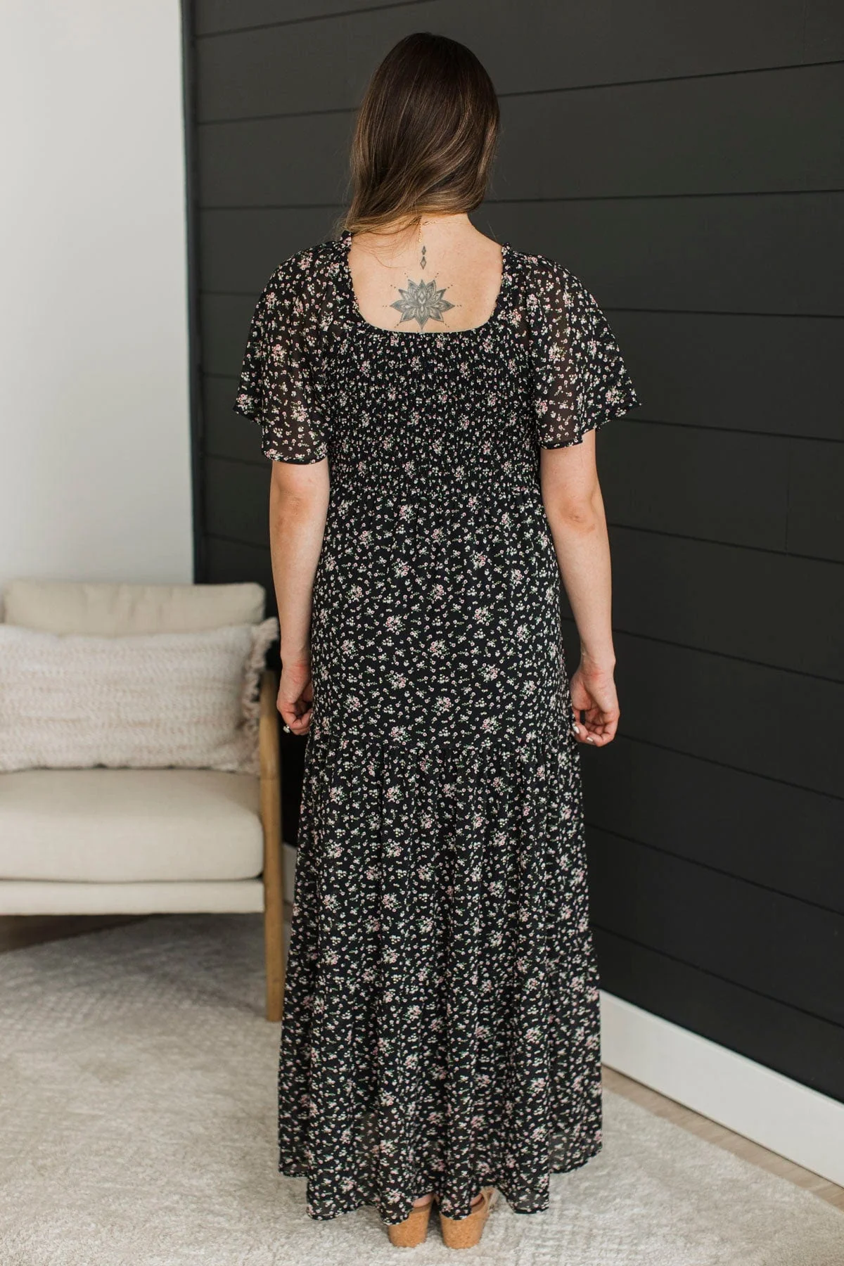 Feel The Music Floral Maxi Dress- Black - Image 7