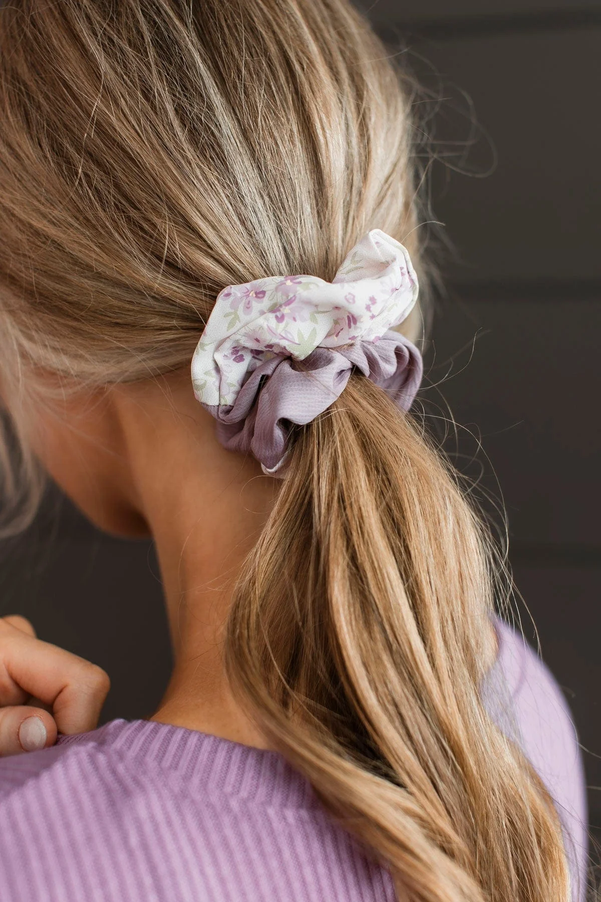Feel The Petals Floral Scrunchie- Lavender