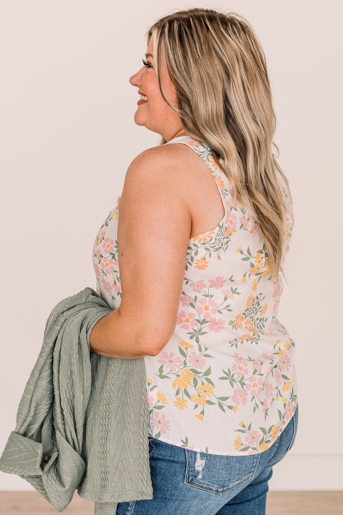 Feel The Rain Floral Crochet Tank- Ivory - Image 7