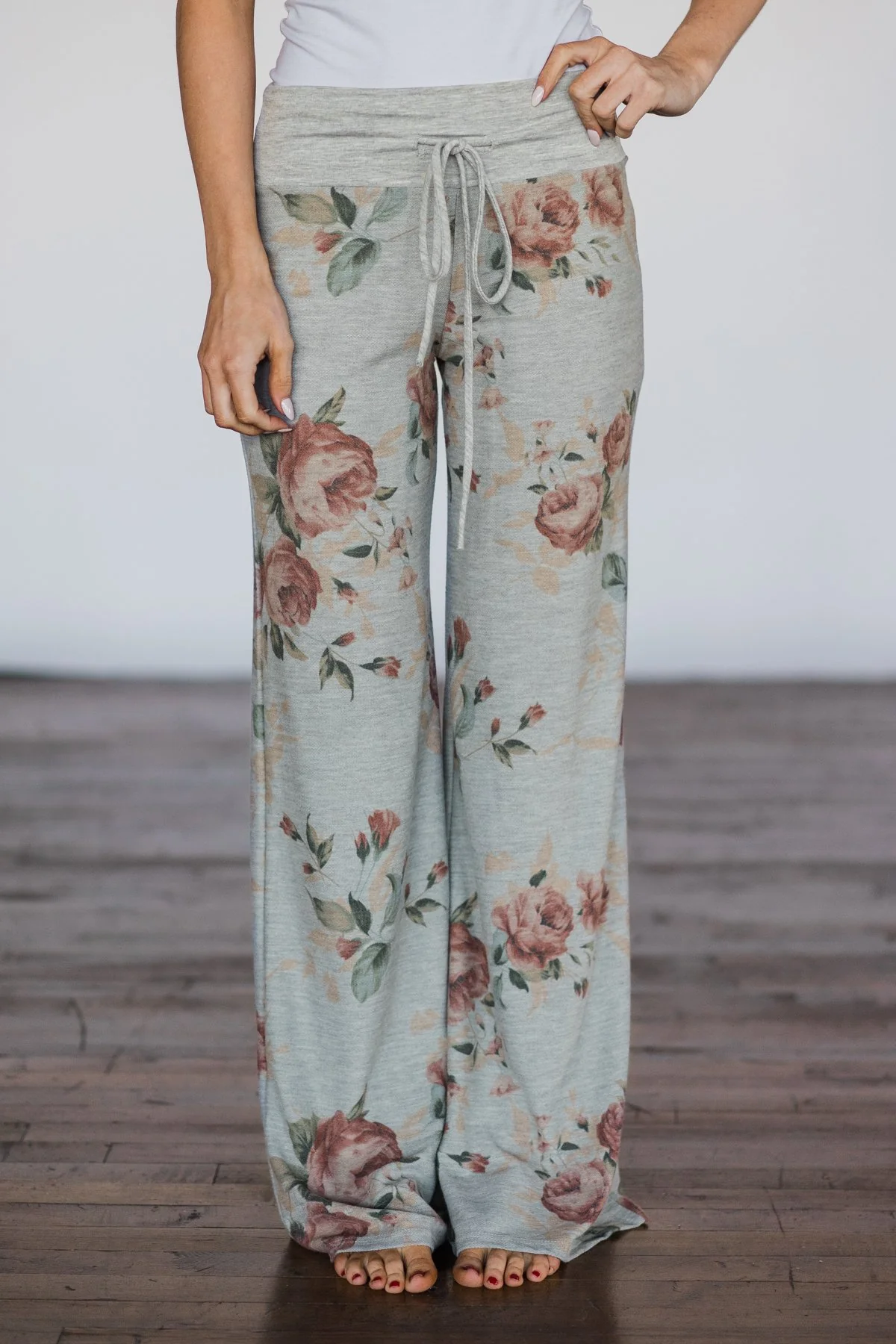 Feel the Rhythm Grey Floral Lounge Pants