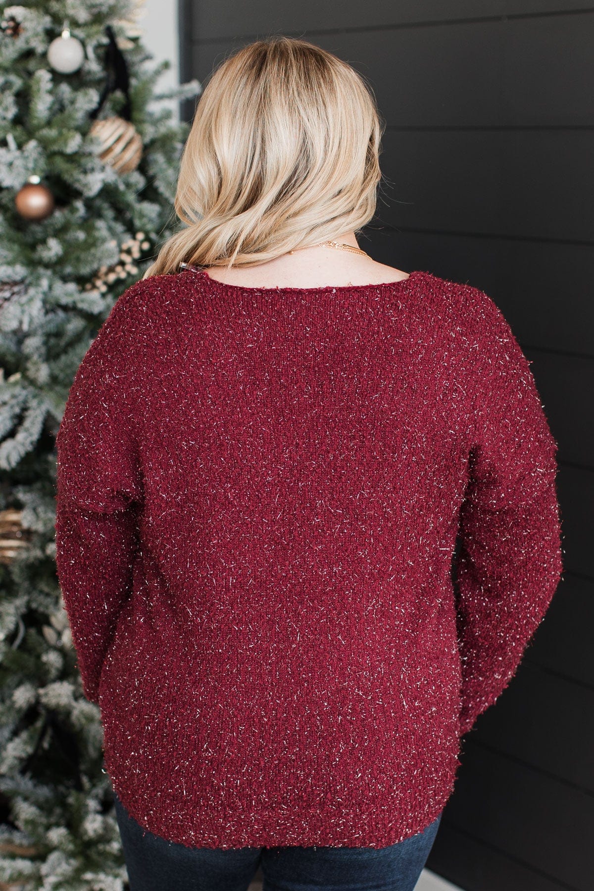Feel The Spark Knit Sweater- Burgundy - Image 7