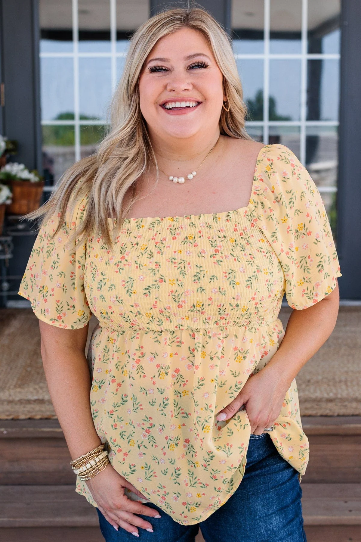 Feel Wonderful Tonight Babydoll Blouse- Buttercream - Image 6