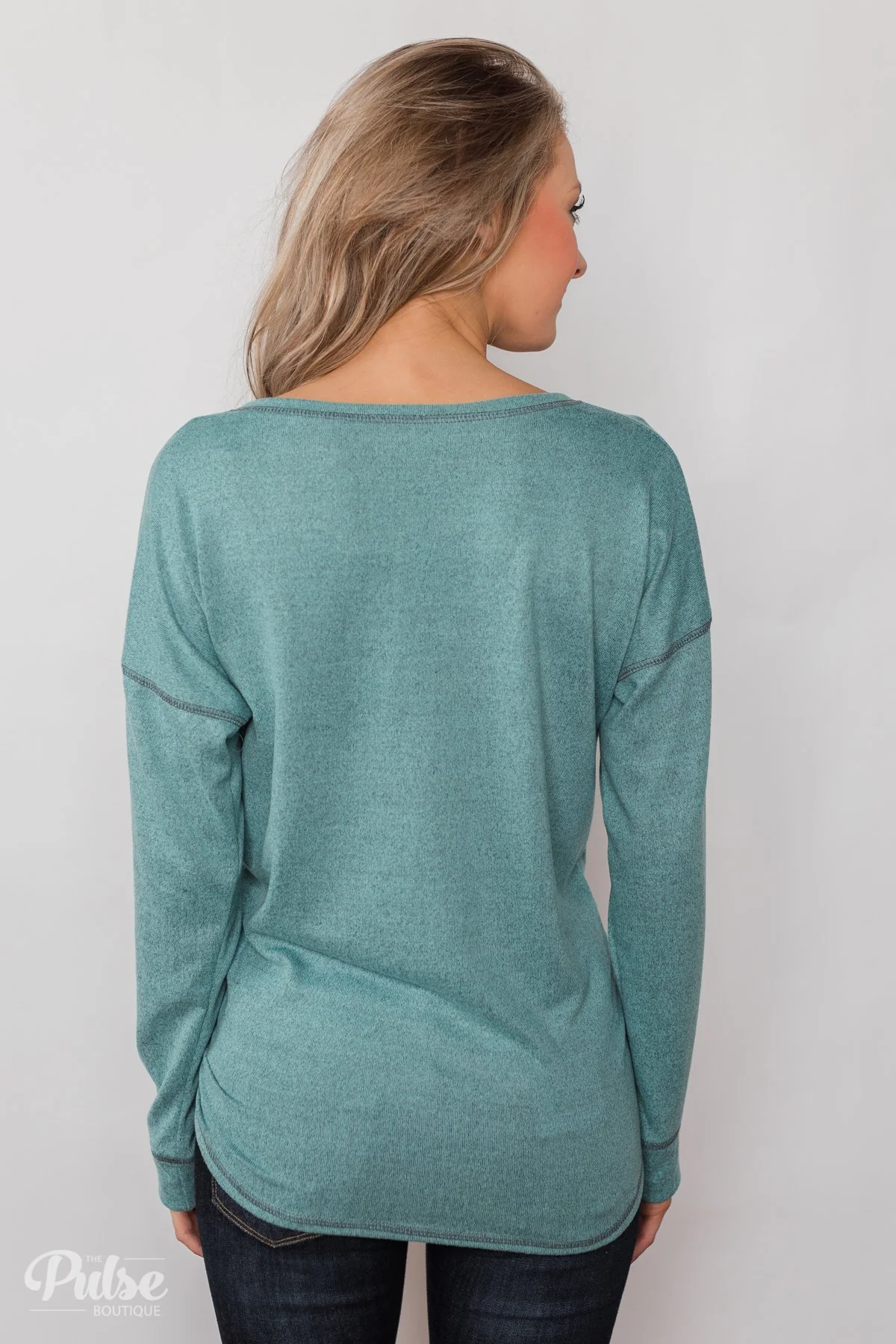 Feeling Fine 5-Button Long Sleeve Top - Mint - Image 10