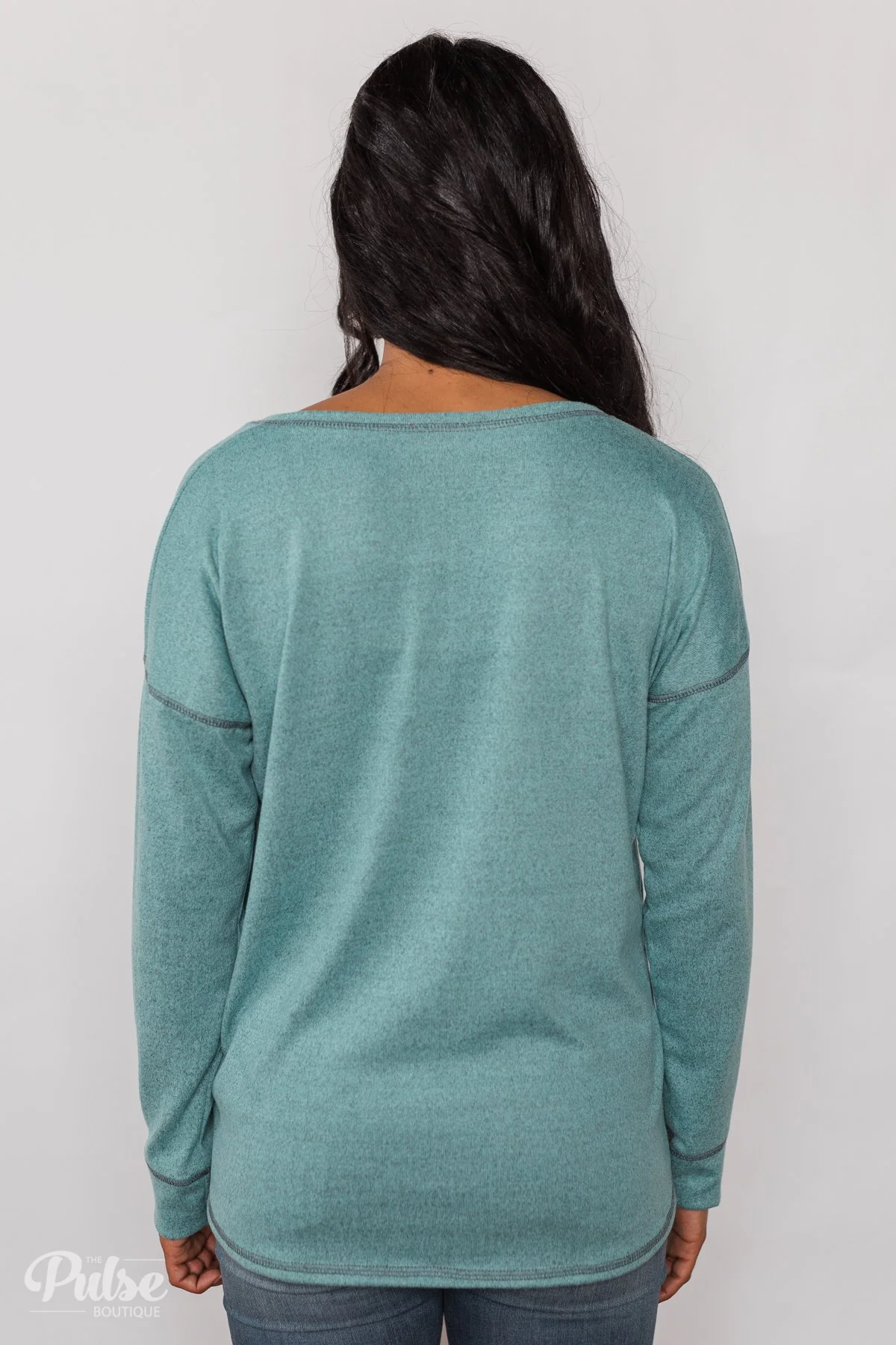 Feeling Fine 5-Button Long Sleeve Top - Mint - Image 16