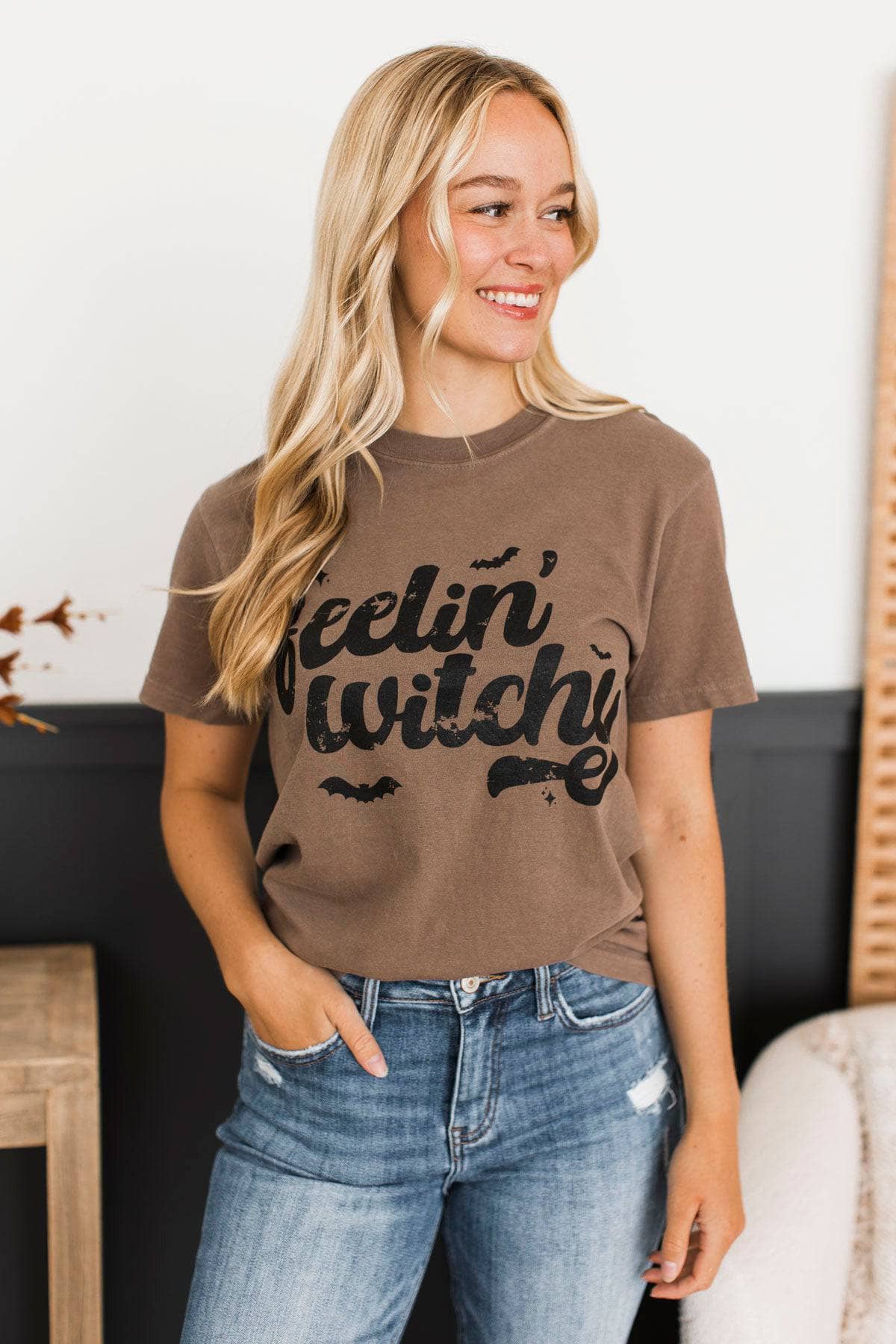 "Feelin' Witchy" Graphic Tee- Espresso
