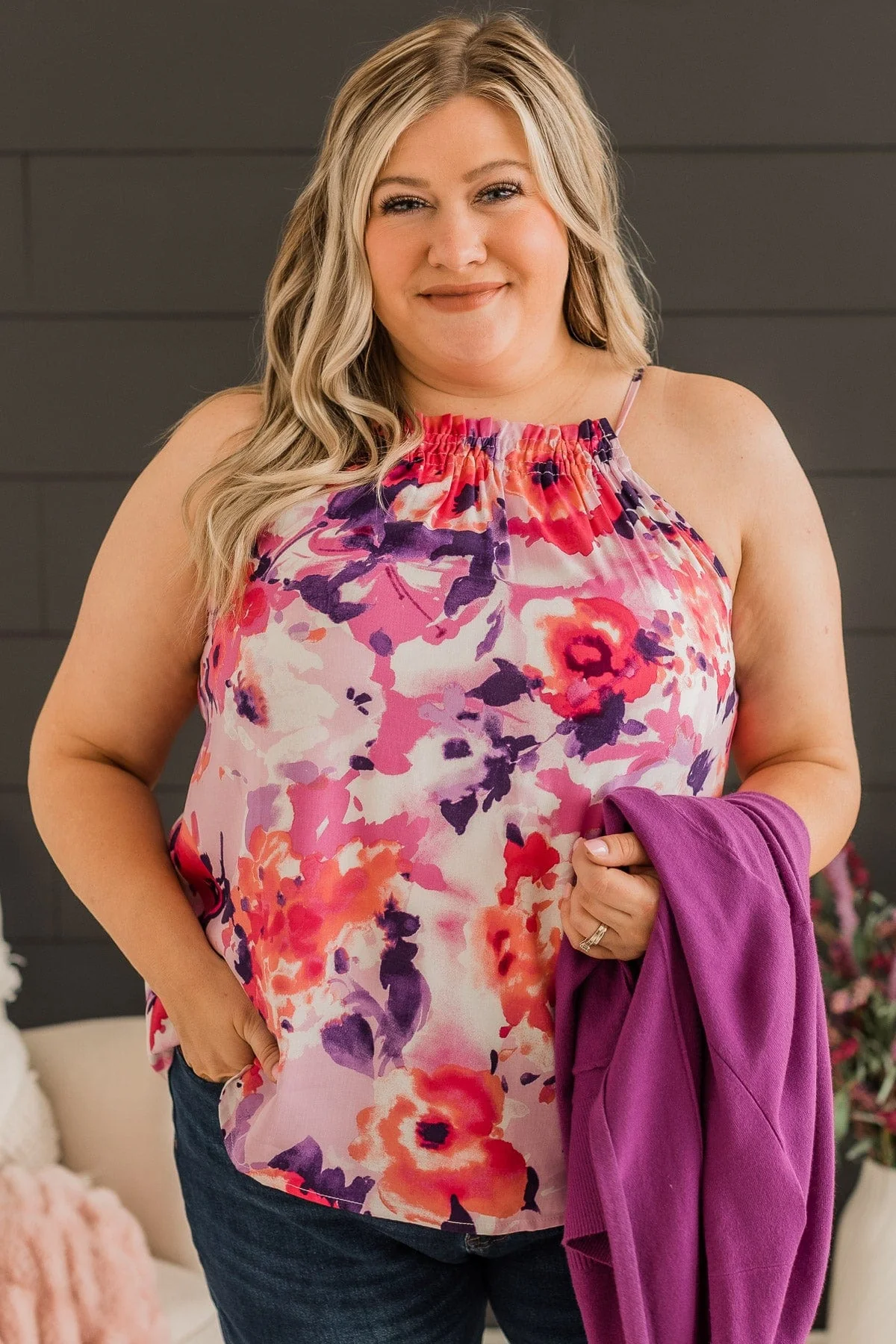 Feeling A Connection Floral Tank Top- Pink & Purple - Image 4