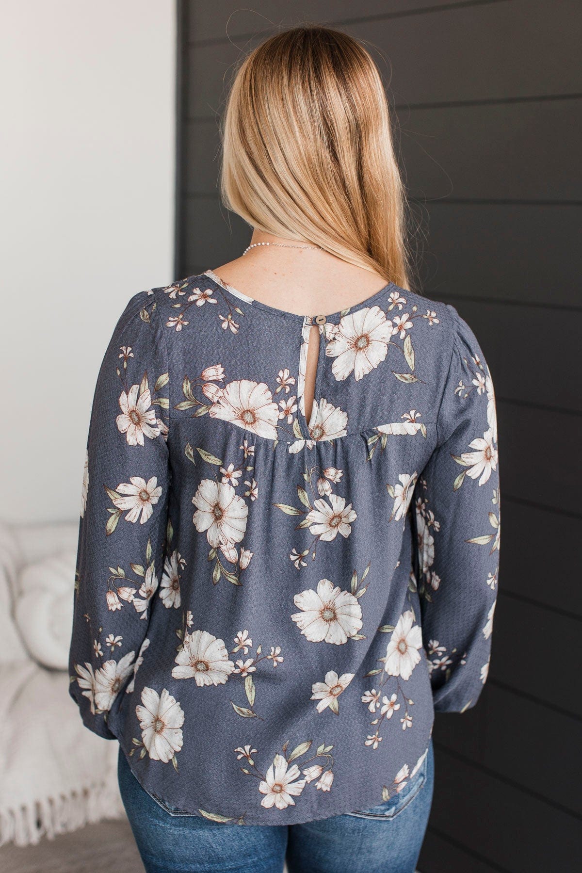 Feeling Amazing Floral Top- Dark Slate Blue - Image 7