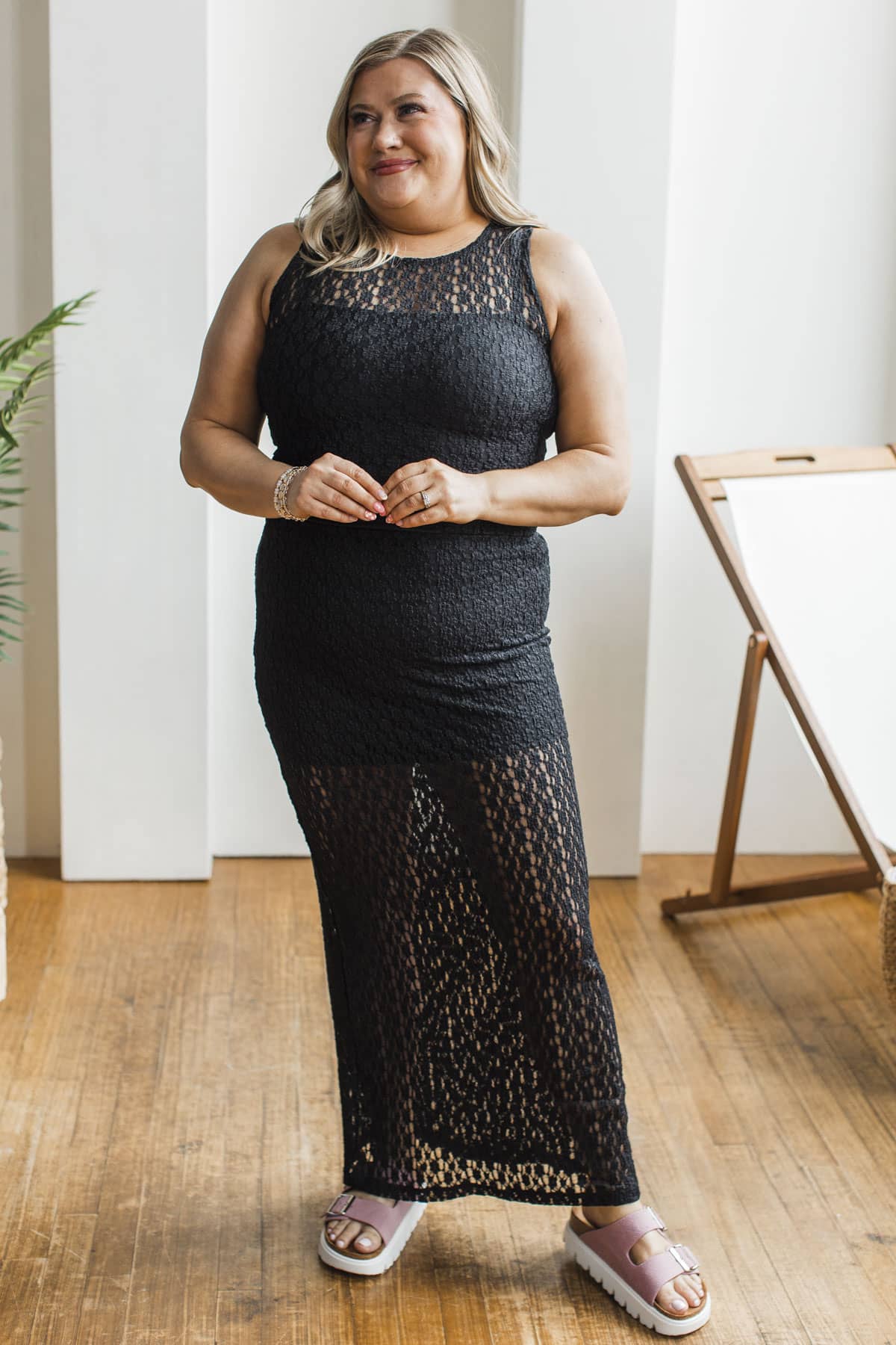Feeling Amused Floral Lace Tank & Midi Skirt Set- Black - Image 5