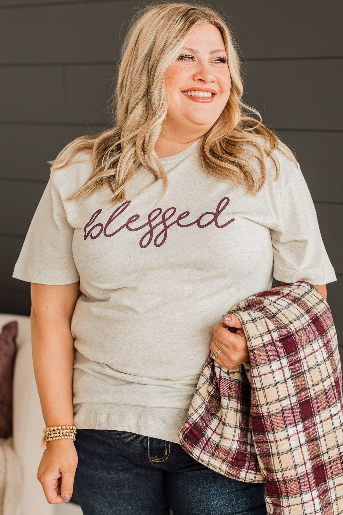 Feeling "Blessed" Graphic Tee- Oatmeal - Image 5