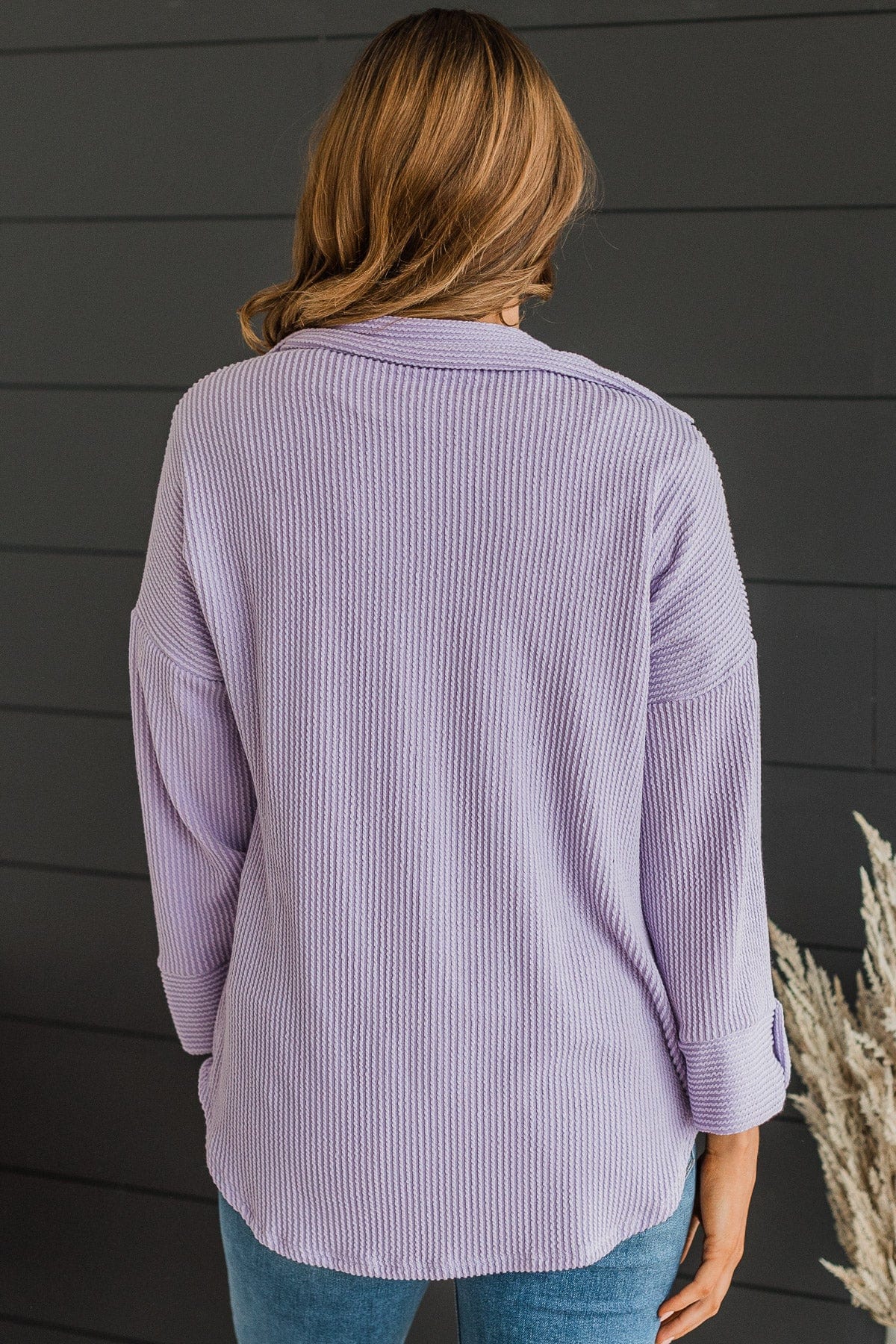 Feeling Bold Ribbed Shirt Jacket- Lavender - Image 7