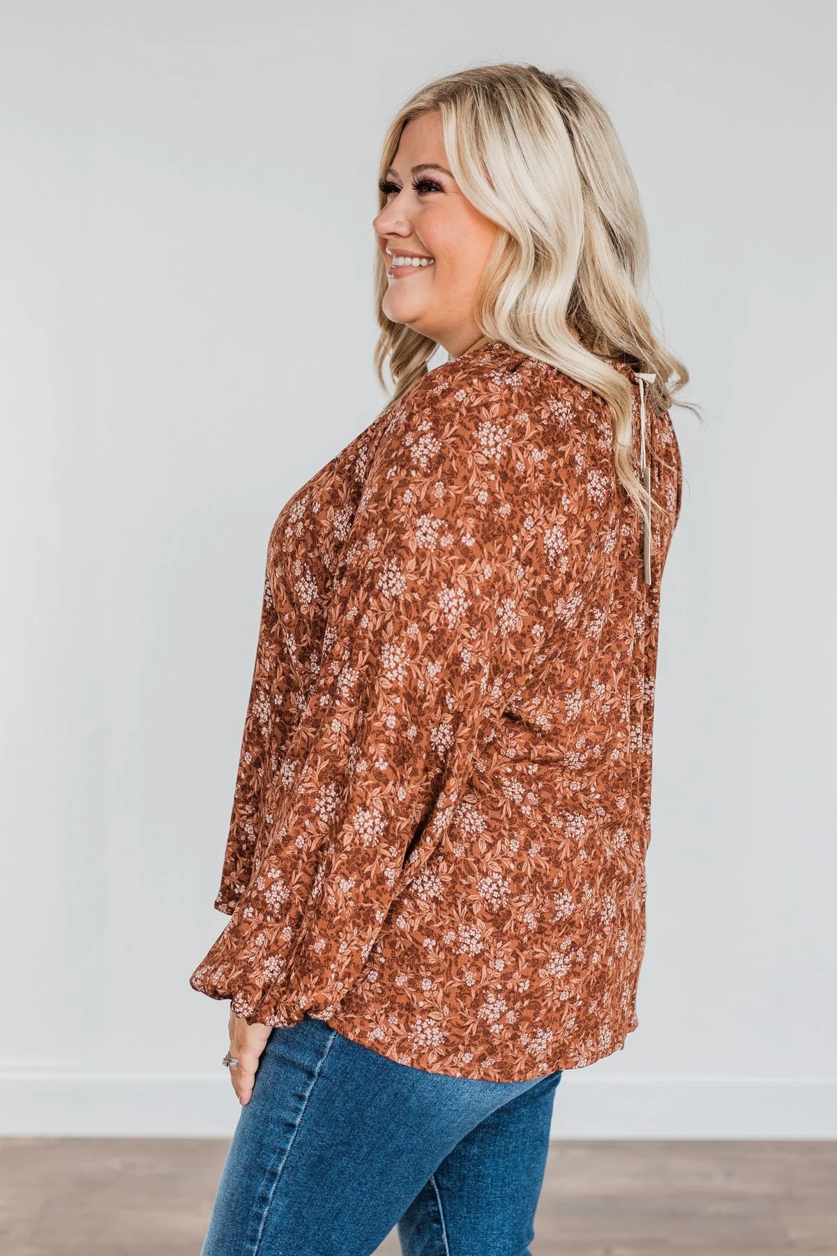 Feeling Butterflies Floral Button Blouse- Rust - Image 8