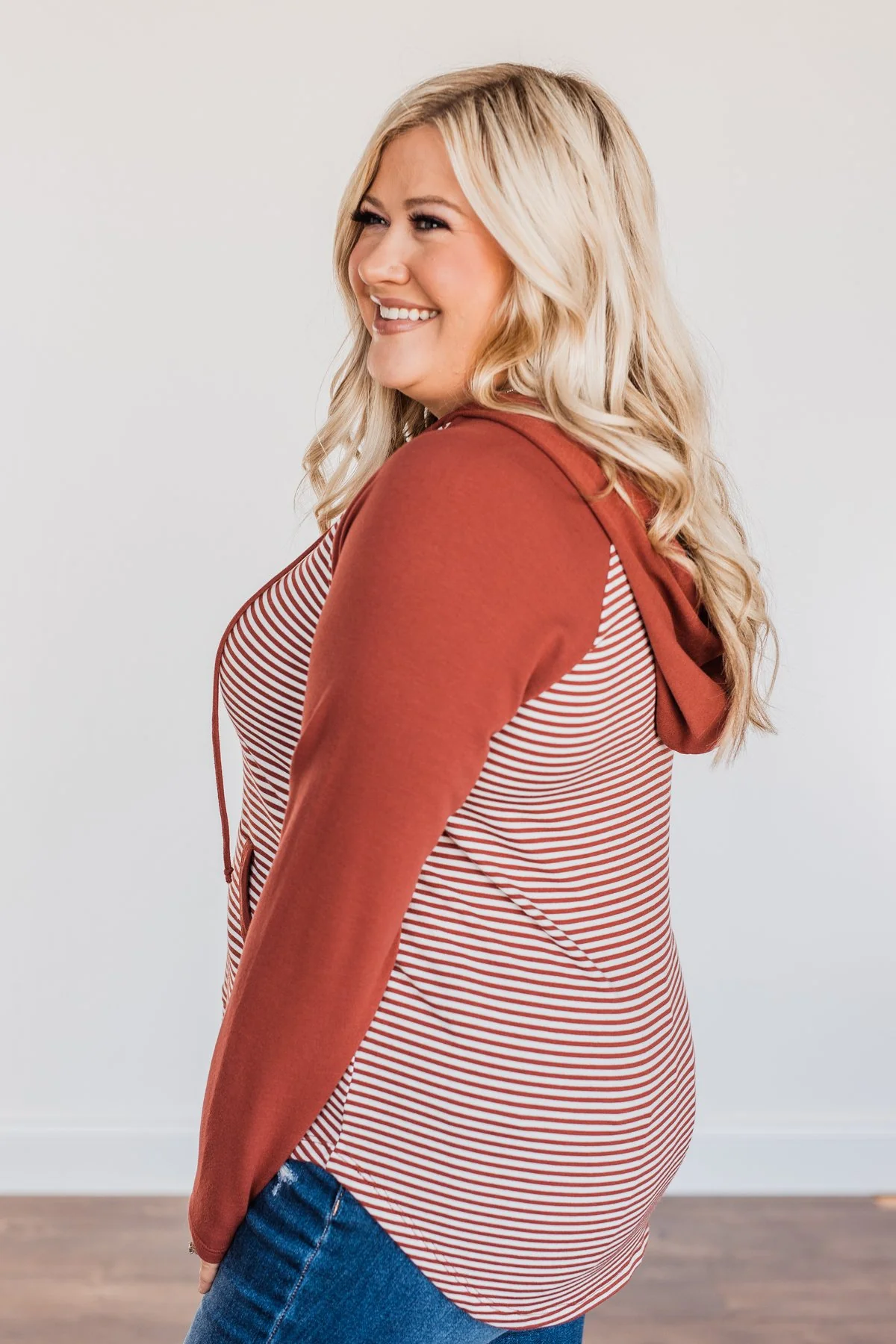 Feeling Comfy Long Sleeve Hoodie- Rust - Image 10