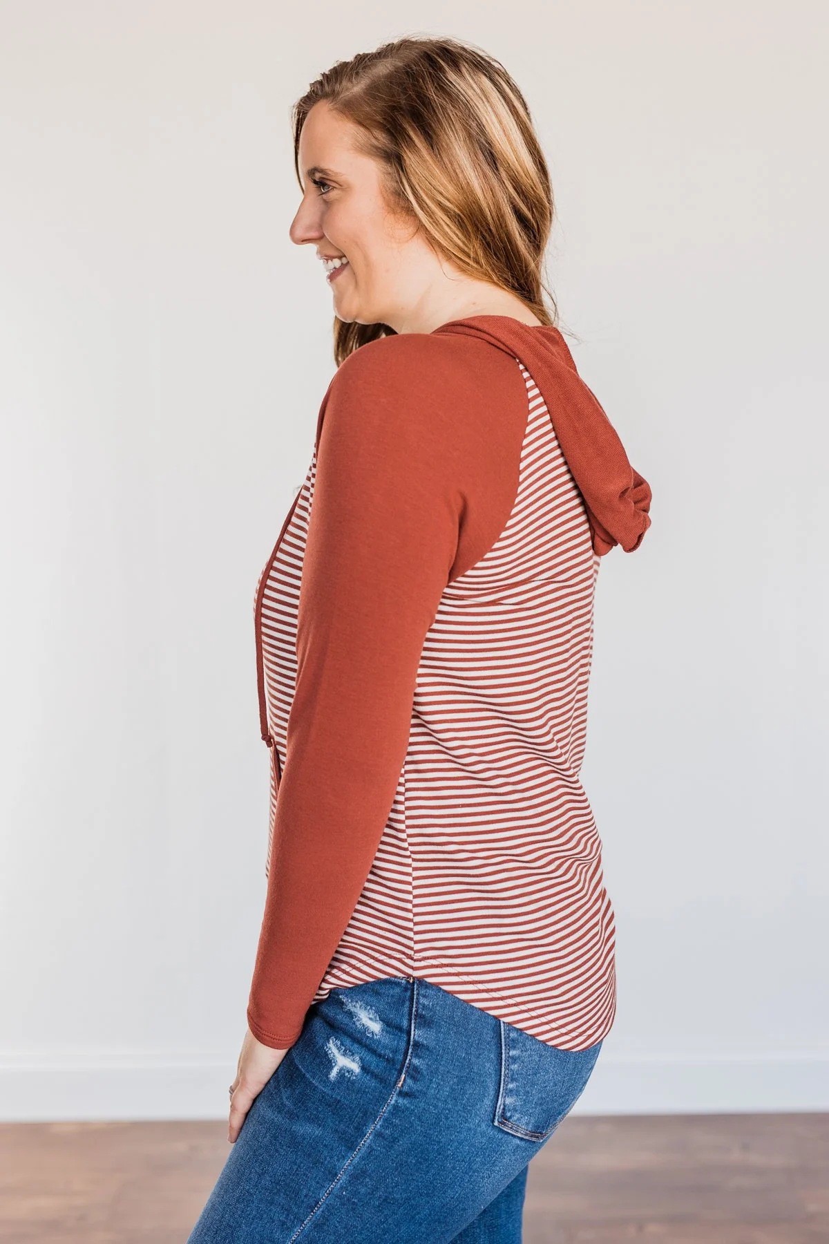 Feeling Comfy Long Sleeve Hoodie- Rust - Image 11