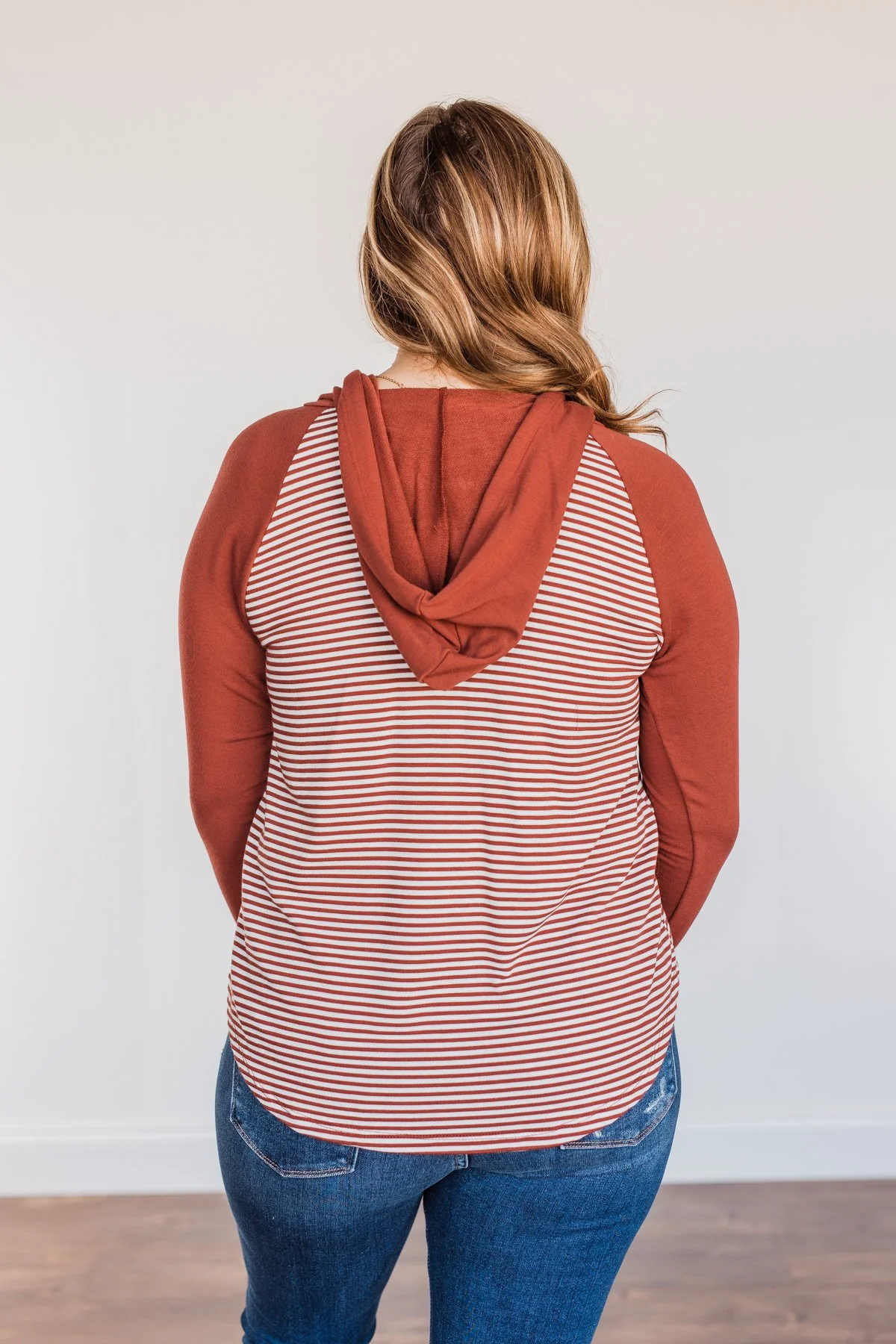 Feeling Comfy Long Sleeve Hoodie- Rust - Image 13