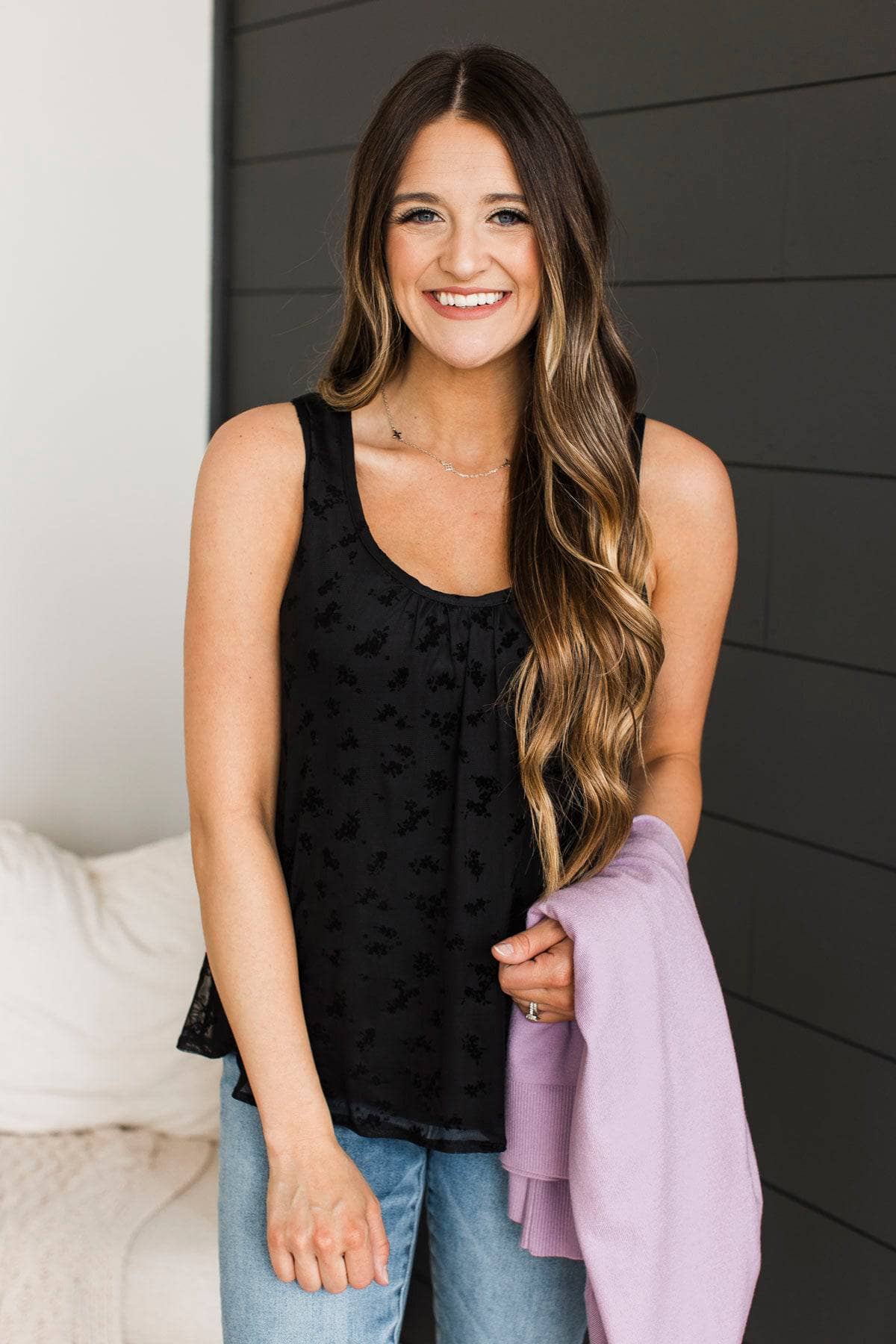 Feeling Delightful Floral Tank Top- Black - Image 2