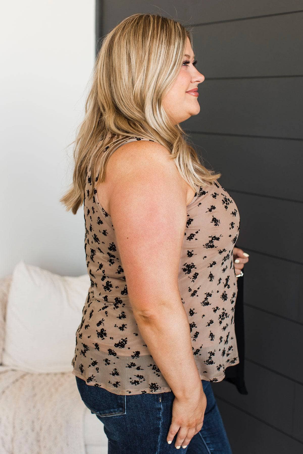 Feeling Delightful Floral Tank Top- Taupe - Image 7