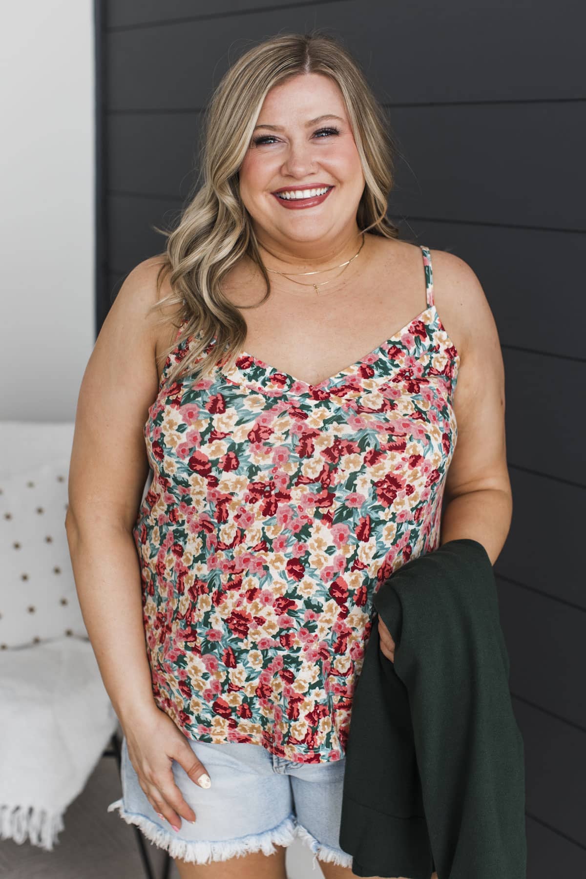 Feeling Dreamy Floral Tank Top- Coral & Green - Image 3