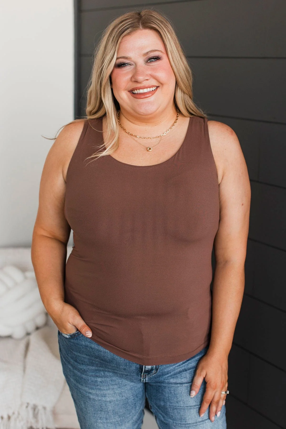 Feeling Elevated Tank Top- Chocolate - Image 2