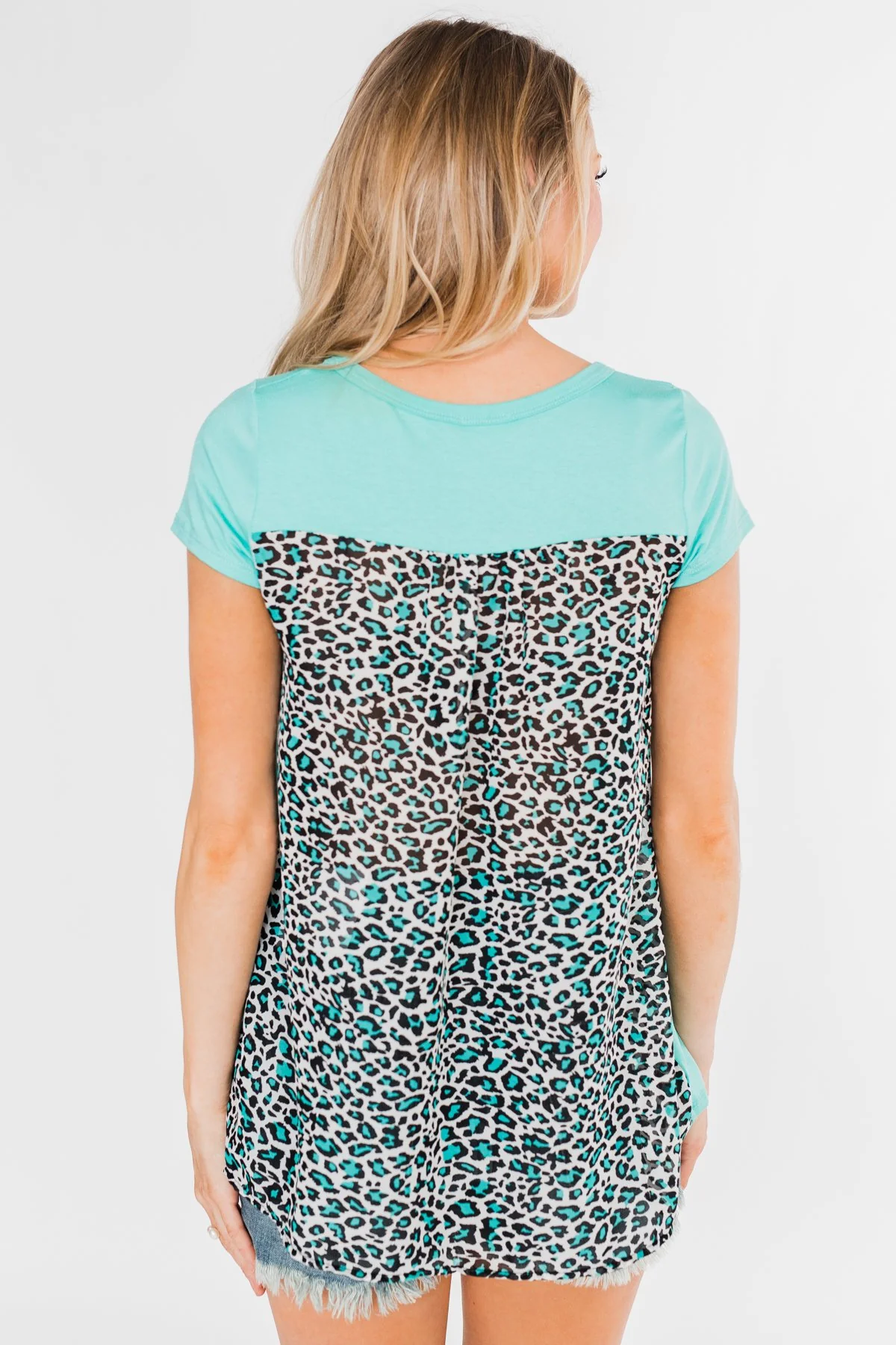 Feeling Fierce Leopard Pocket Top- Aqua - Image 8