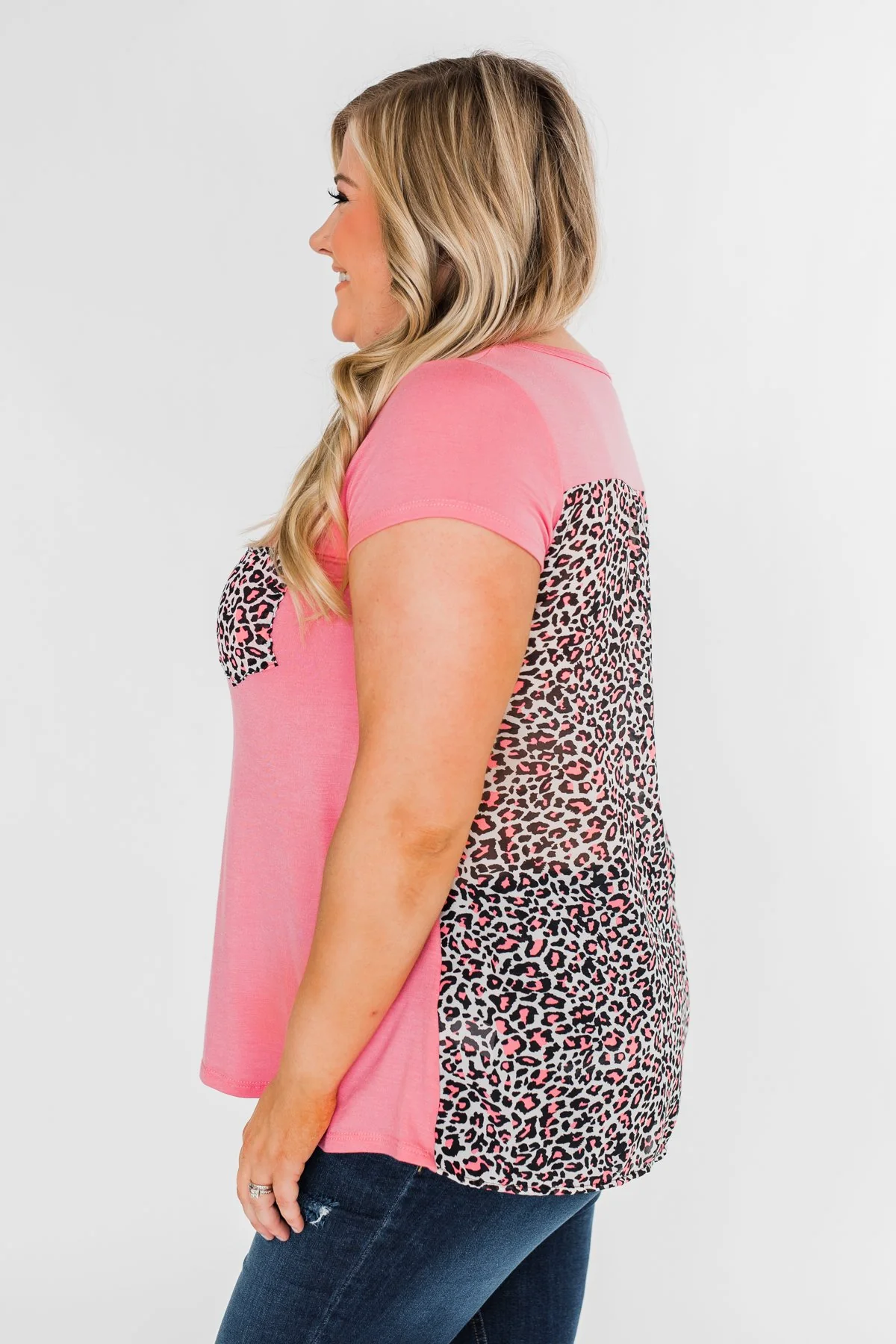 Feeling Fierce Leopard Pocket Top- Pink - Image 8
