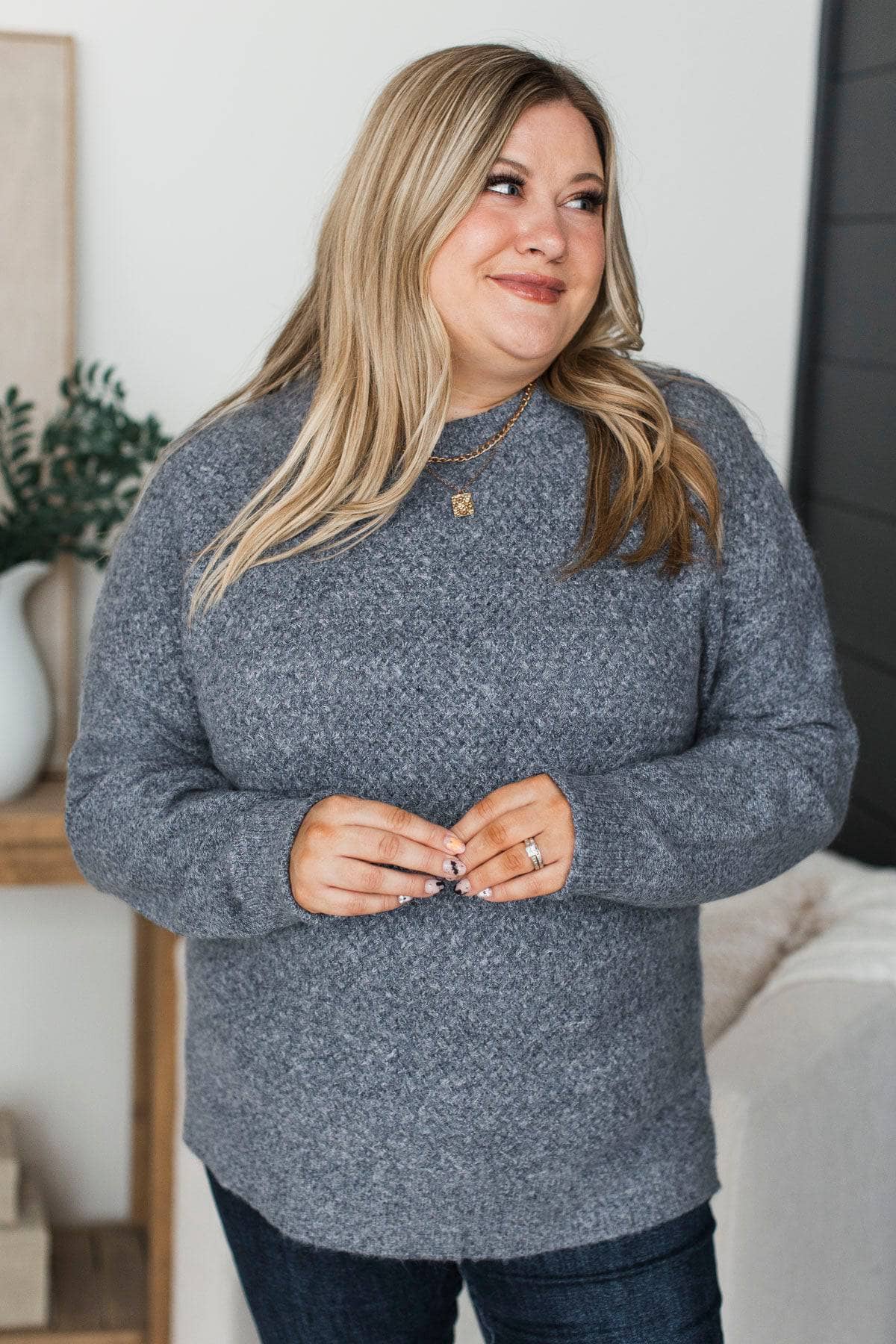 Feeling Fortunate Knit Sweater- Navy