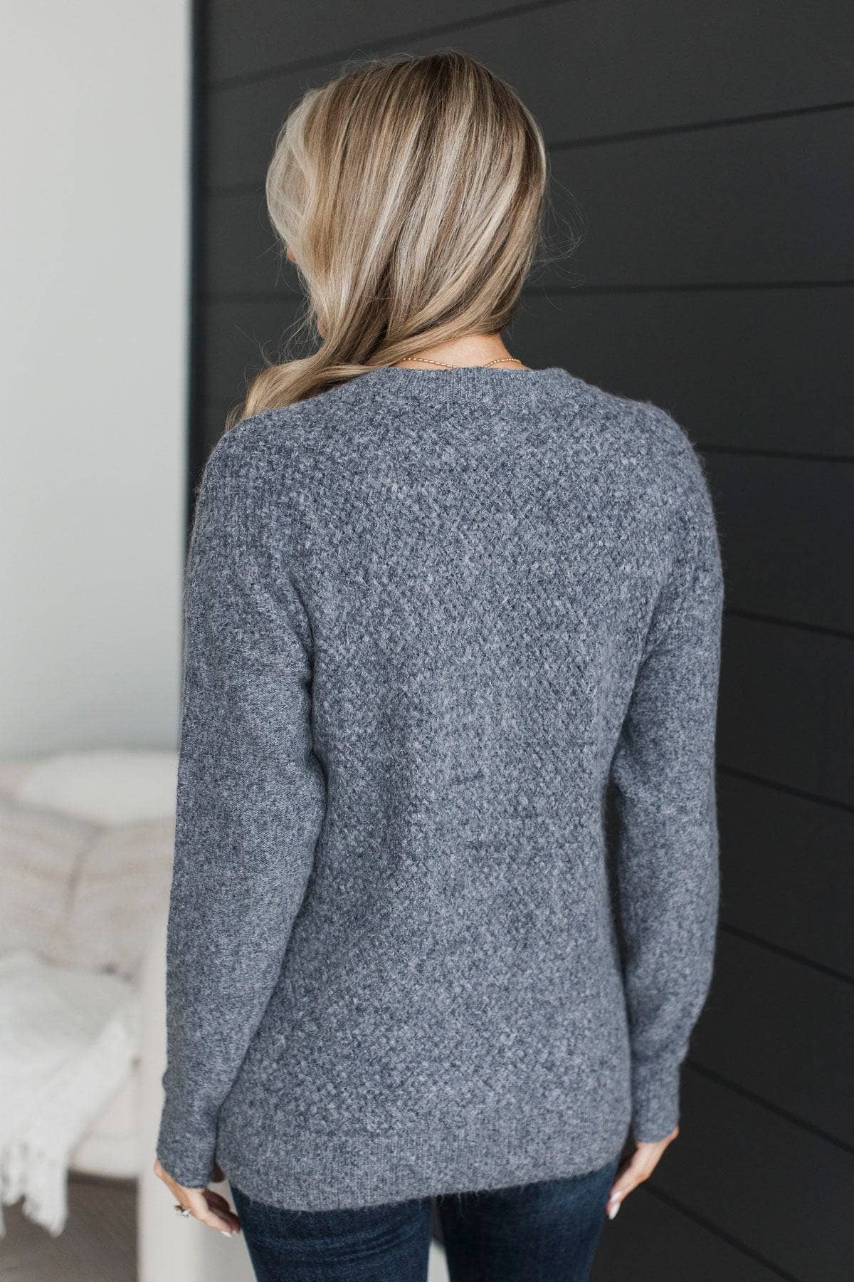 Feeling Fortunate Knit Sweater- Navy - Image 8