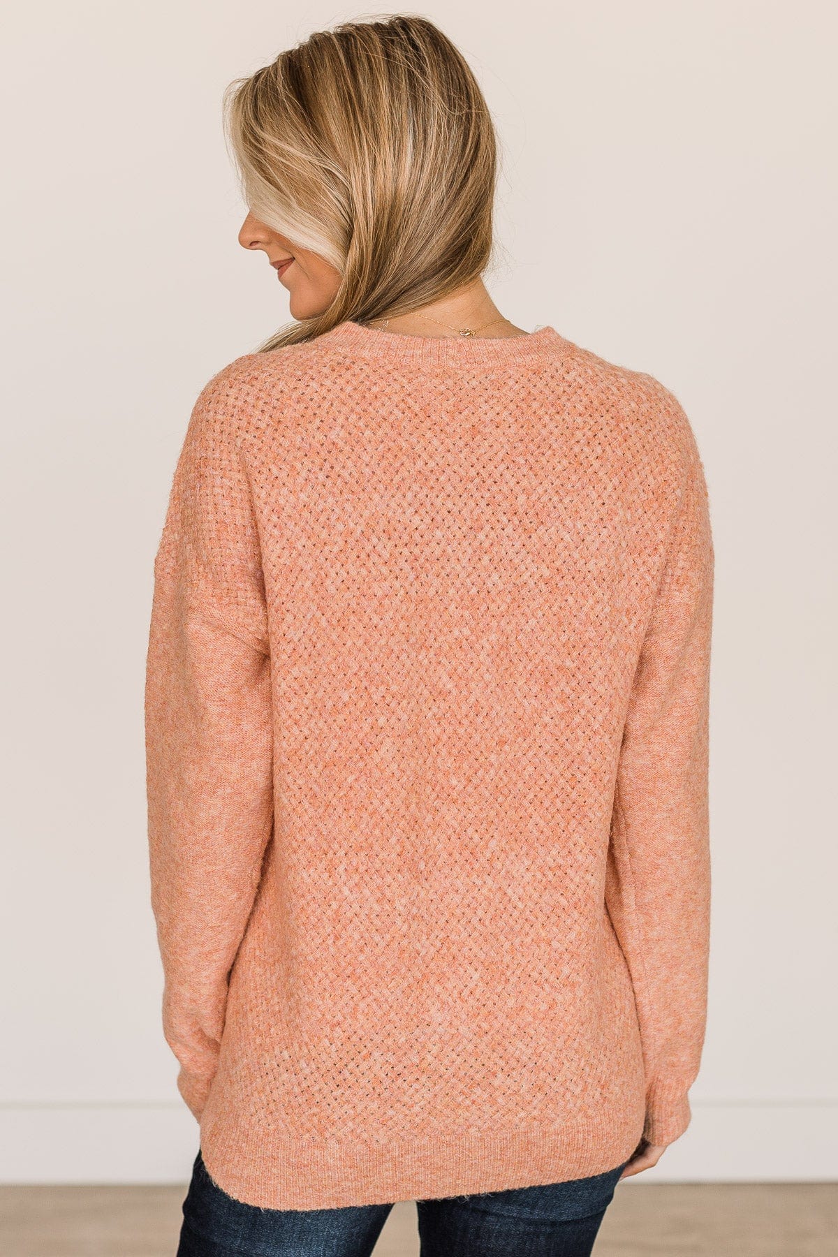 Feeling Fortunate Knit Sweater- Peach - Image 7