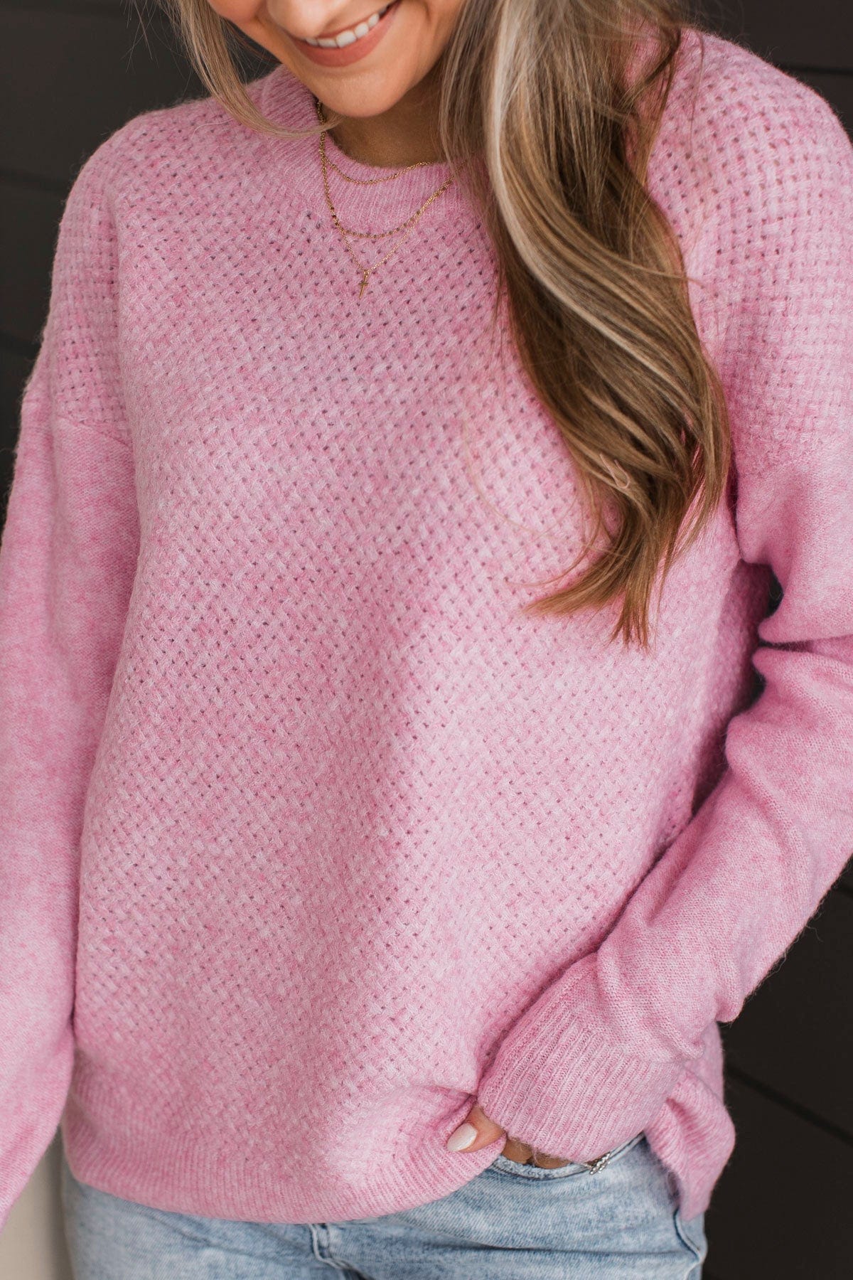 Feeling Fortunate Knit Sweater- Pink - Image 2