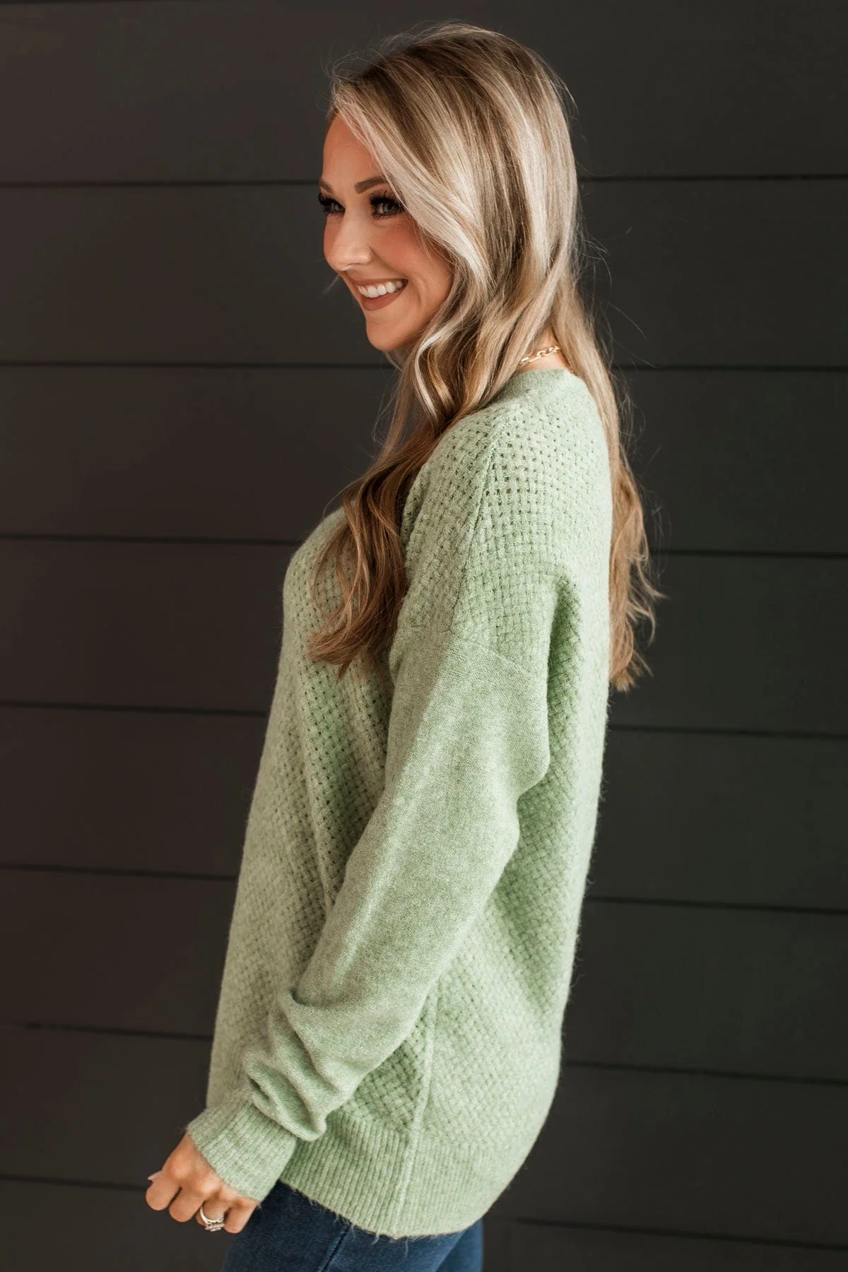 Feeling Fortunate Knit Sweater- Sage - Image 5