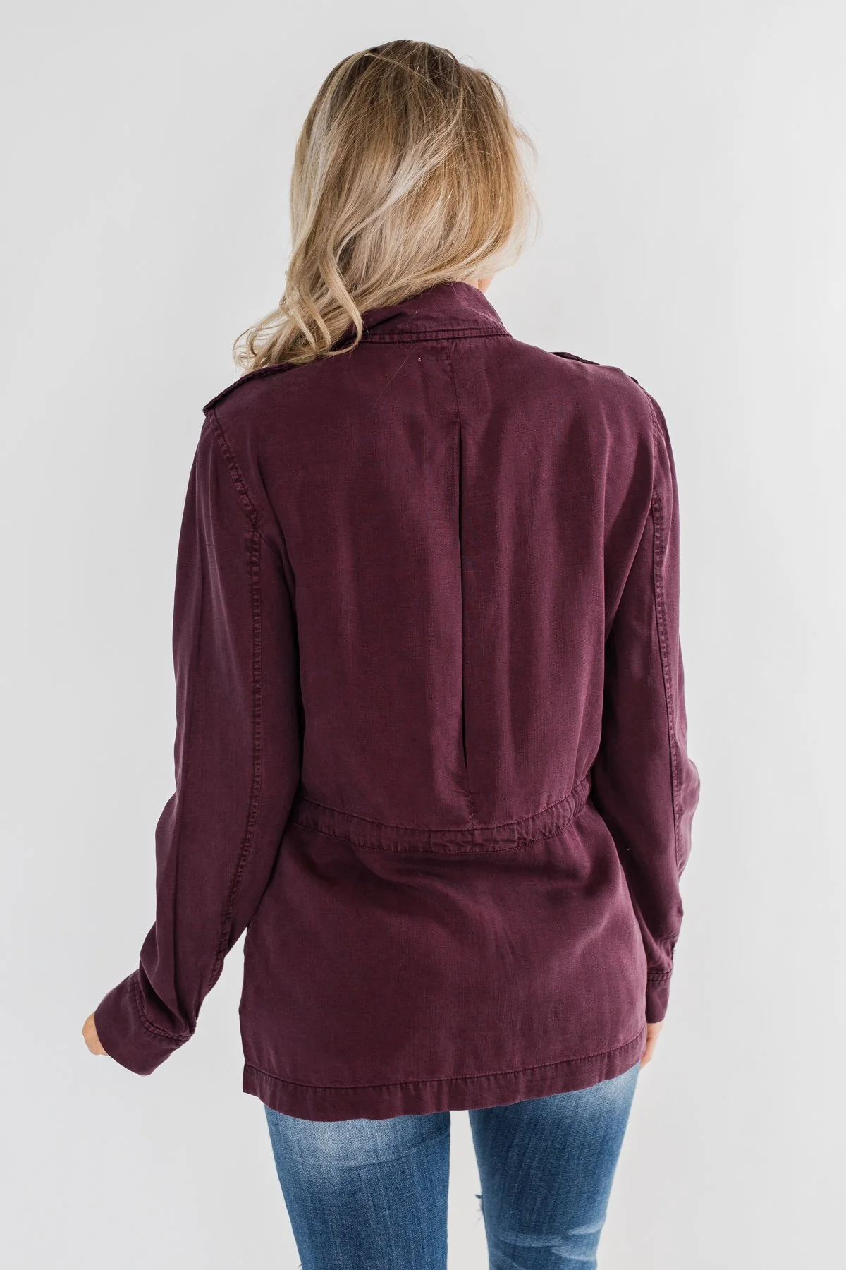 Feeling Free Drawstring Jacket- Eggplant - Image 12